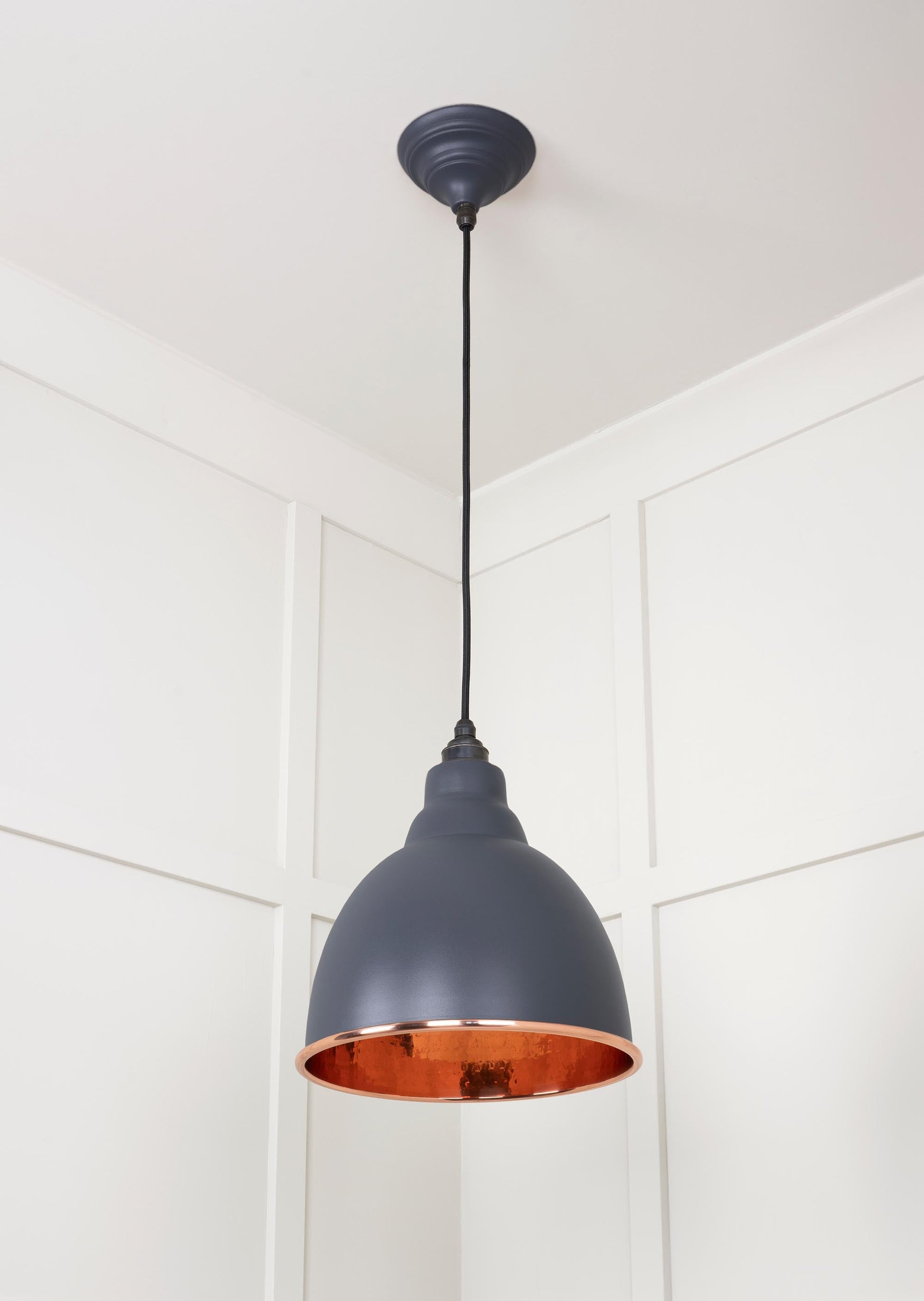 Hammered Copper Brindley Pendant Light  Slate, Underside.