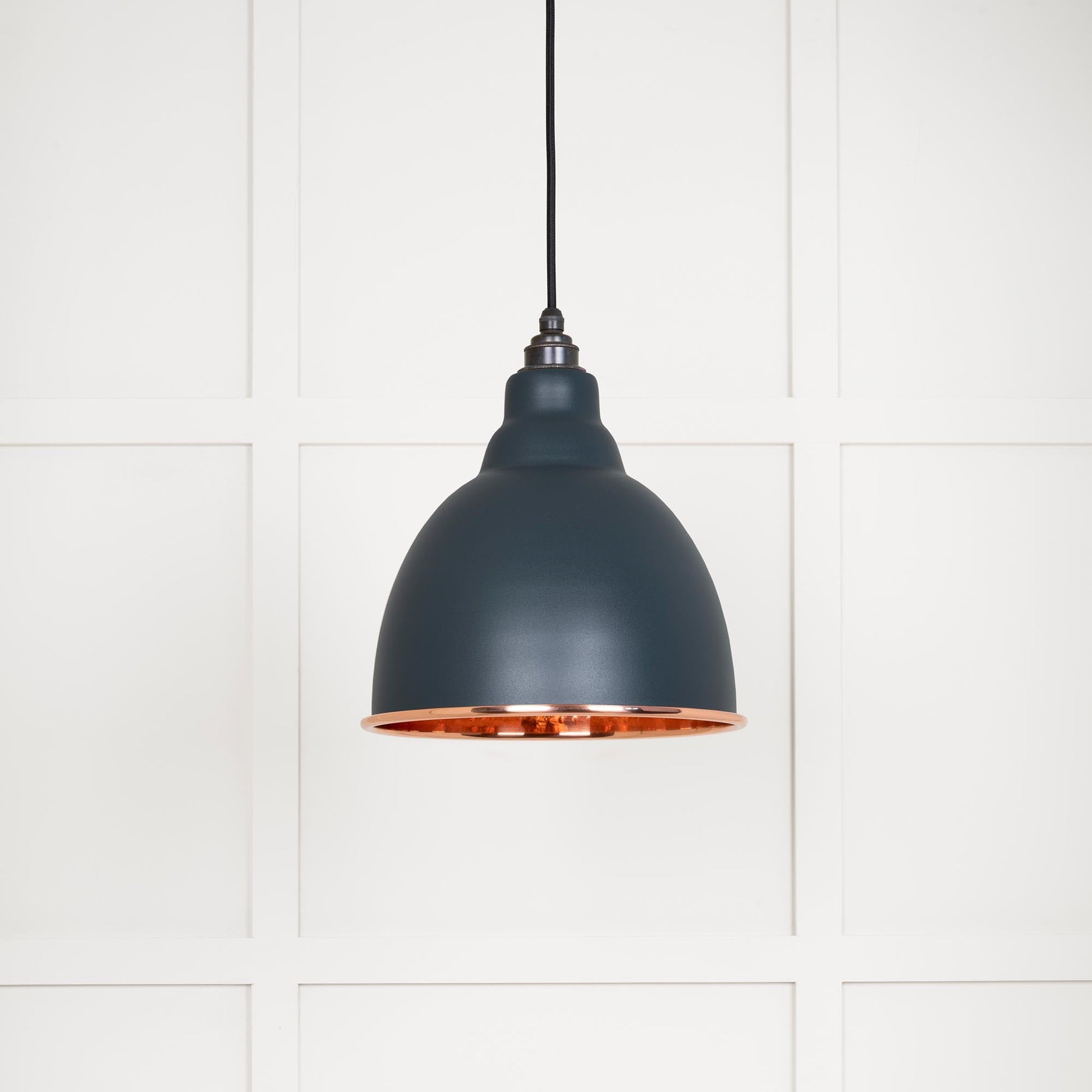 Hammered Copper Brindley Pendant Light  Soot, Front Side.