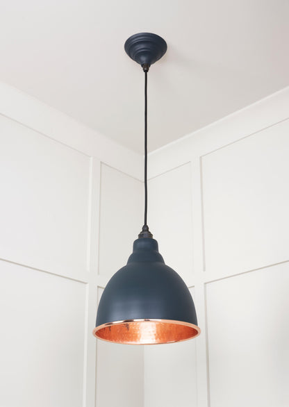 Hammered Copper Brindley Pendant Light  Soot, Underside.