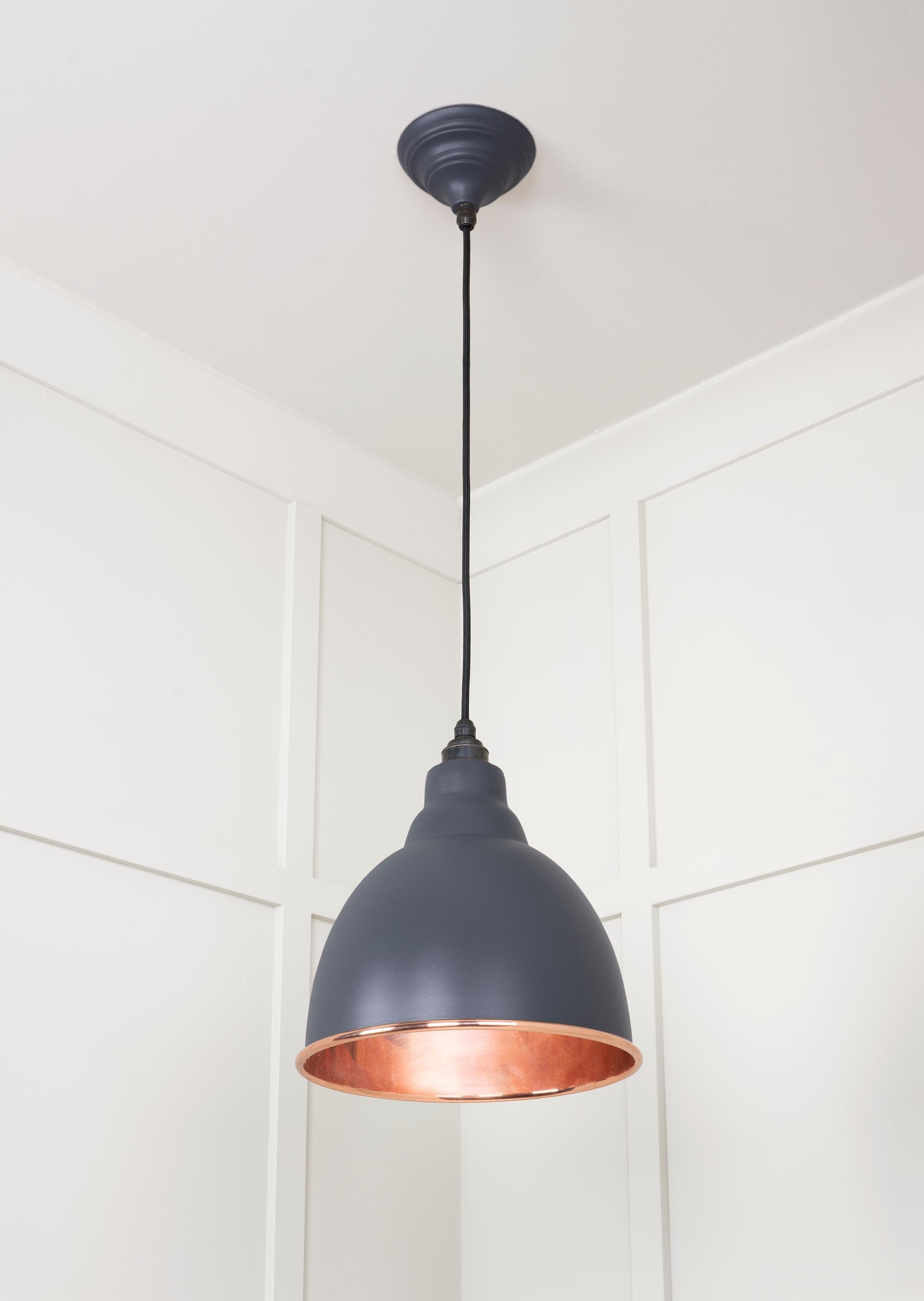Smooth Copper Brindley Pendant Light  Slate, Underside.