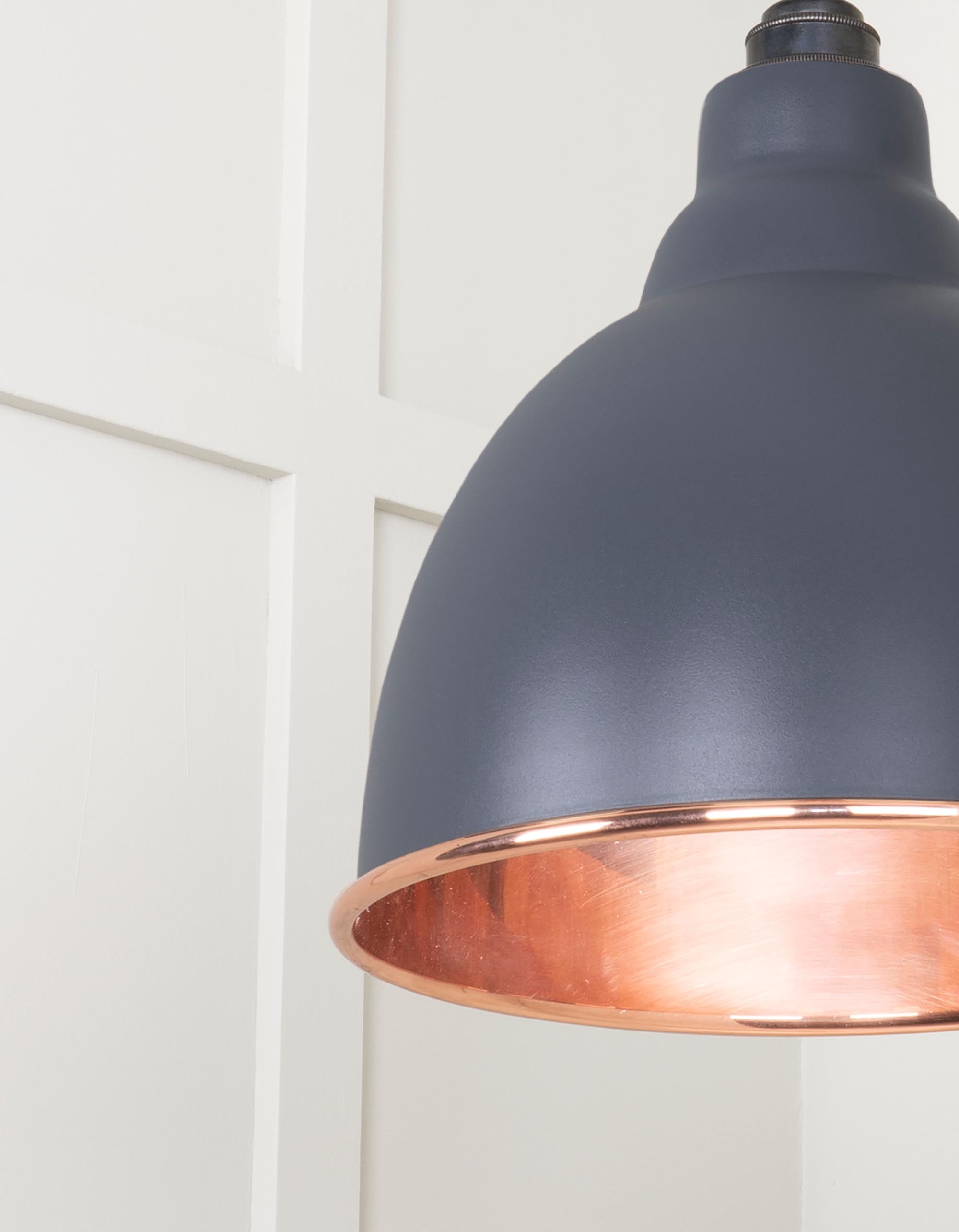 Smooth Copper Brindley Pendant Light  Slate, Detailed close up view of pendant.