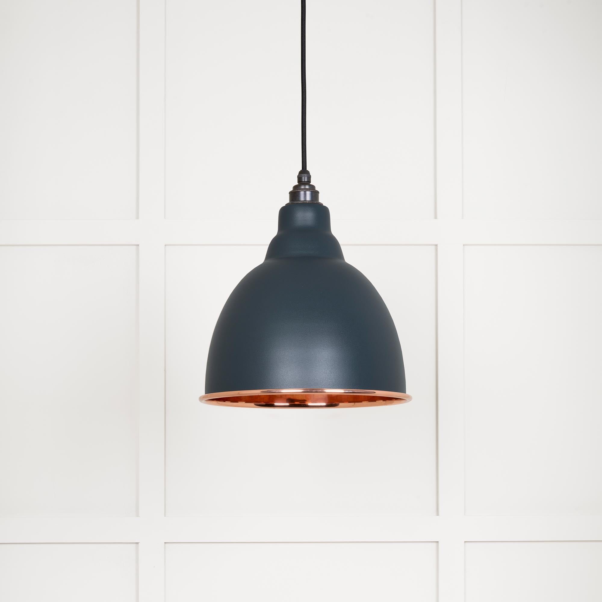 Smooth Copper Brindley Pendant Light  Soot, Front Side.