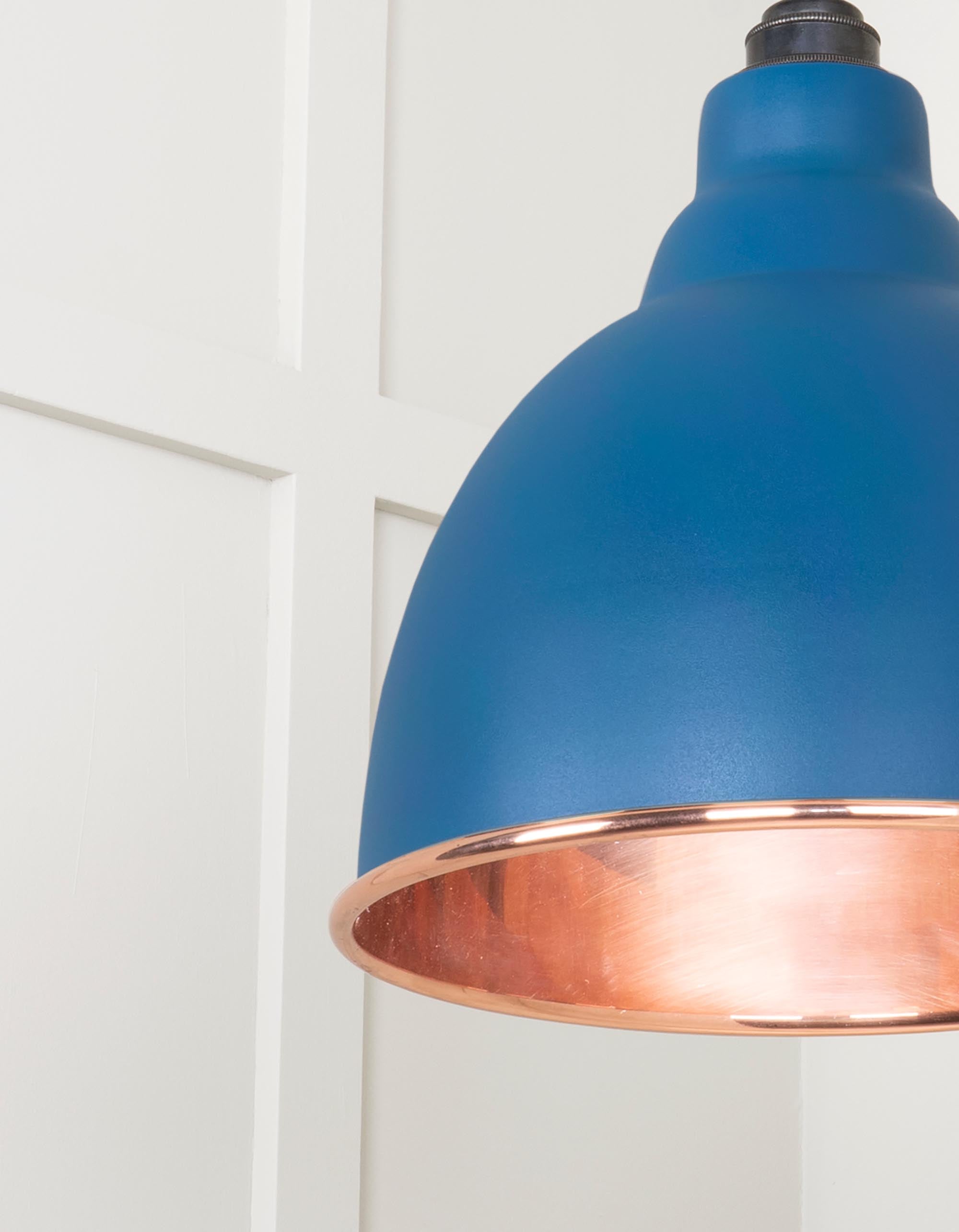 Smooth Copper Brindley Pendant Light  Upstream, Detailed close up view of pendant.