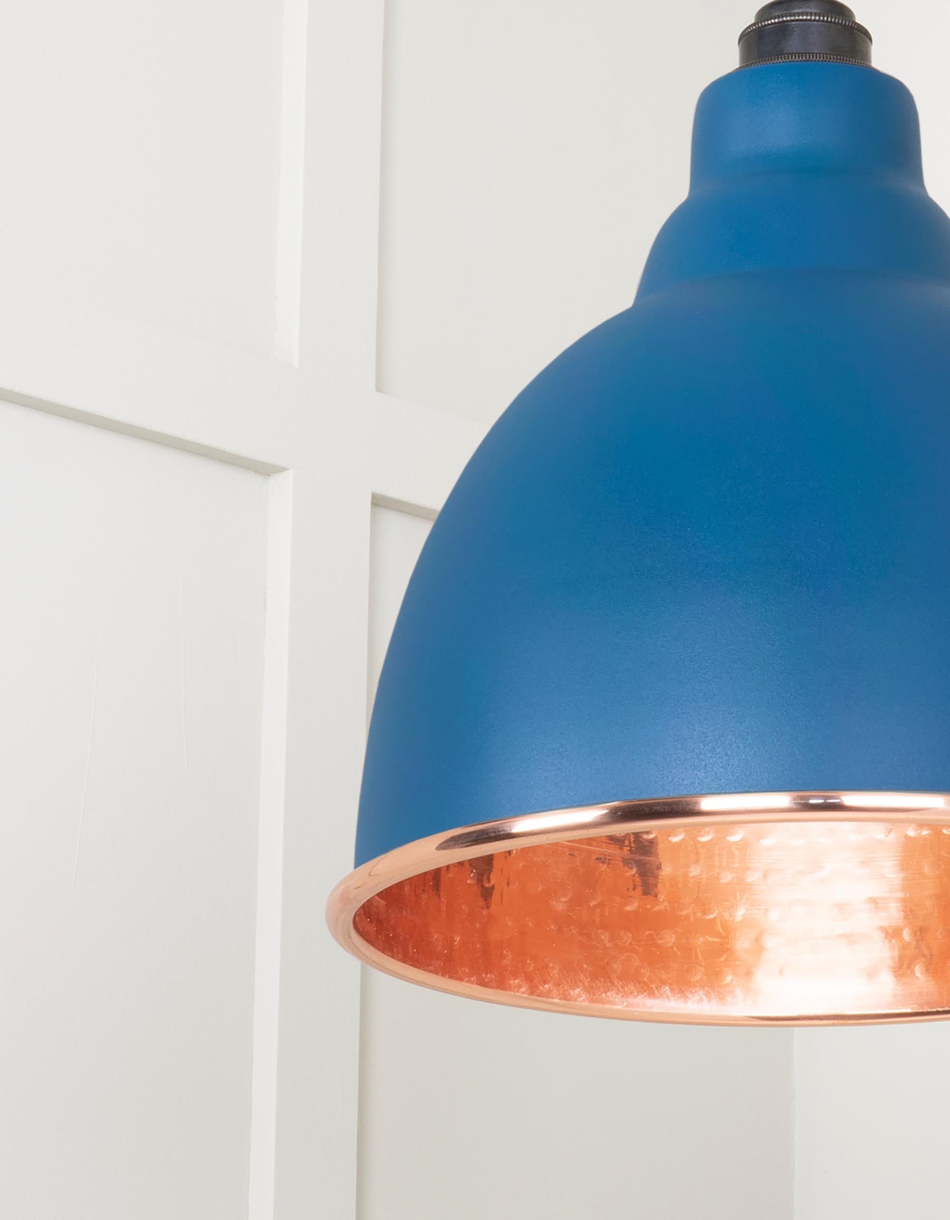 Hammered Copper Brindley Pendant Light  Upstream, Detailed close up view of pendant.