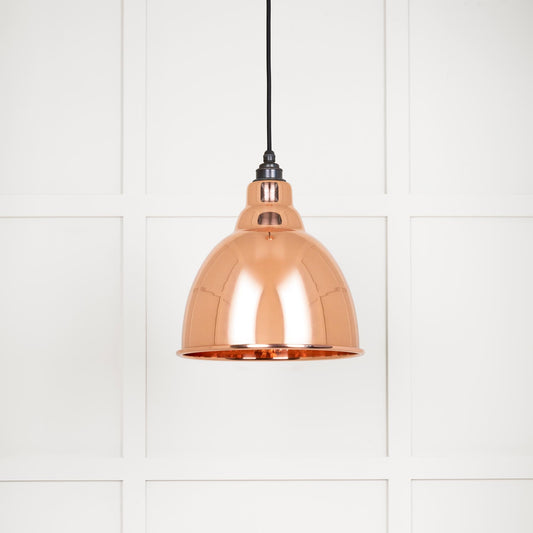 Hammered Copper Brindley Pendant Light Copper, Front Side.