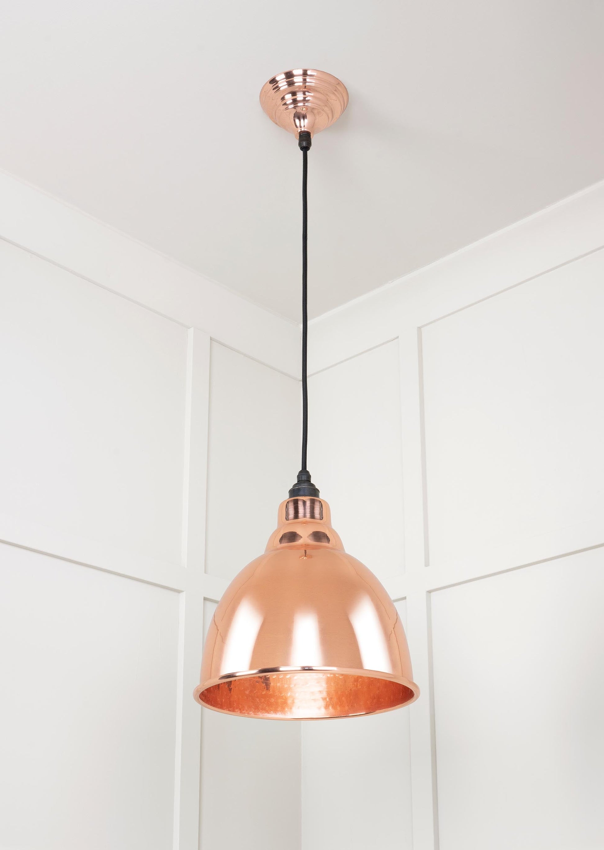 Hammered Copper Brindley Pendant Light Copper, Underside.