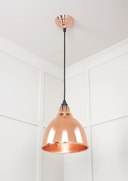 Hammered Copper Brindley Pendant Light Copper, Underside.