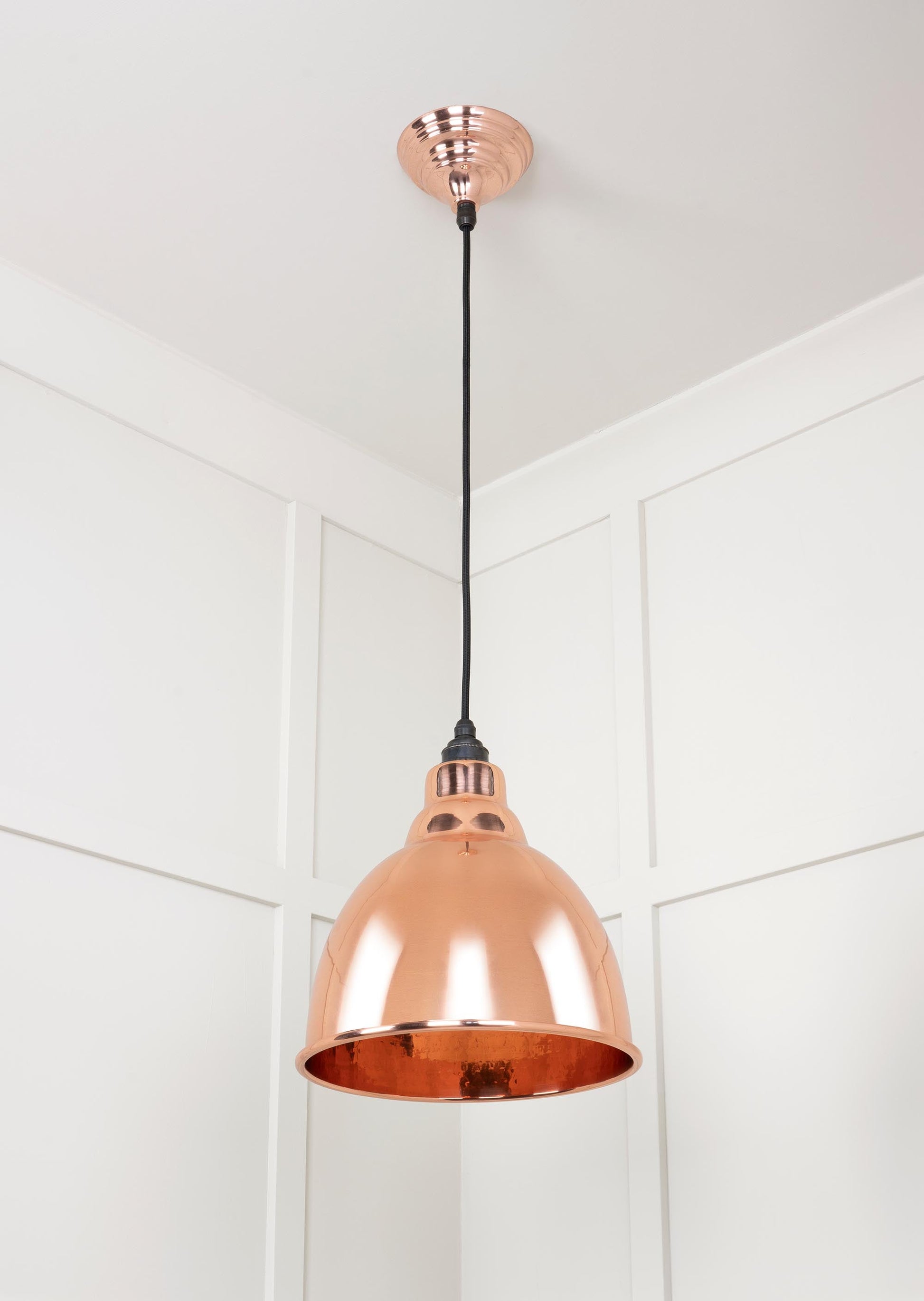 Hammered Copper Brindley Pendant Light Copper, Underside.