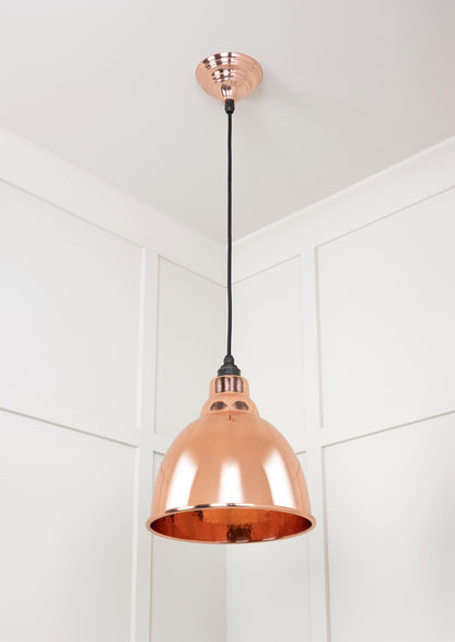 Hammered Copper Brindley Pendant Light Copper, Underside.
