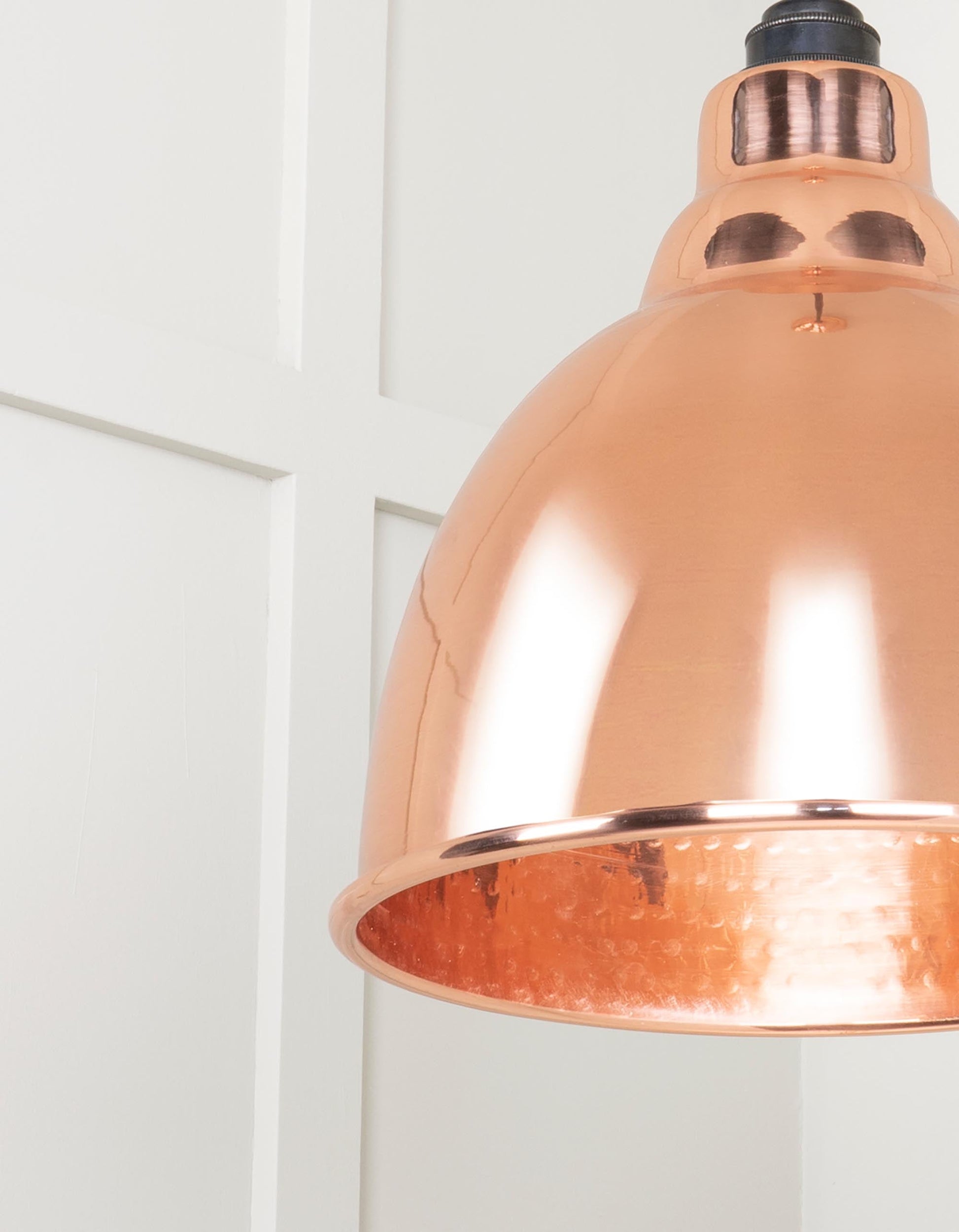 Hammered Copper Brindley Pendant Light Copper, Detailed close up view of pendant.