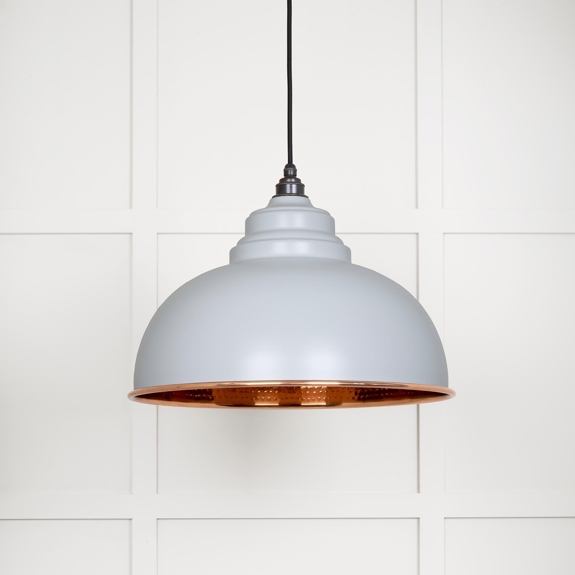 Hammered Copper Harborne Pendant Light  Birch, Front Side.