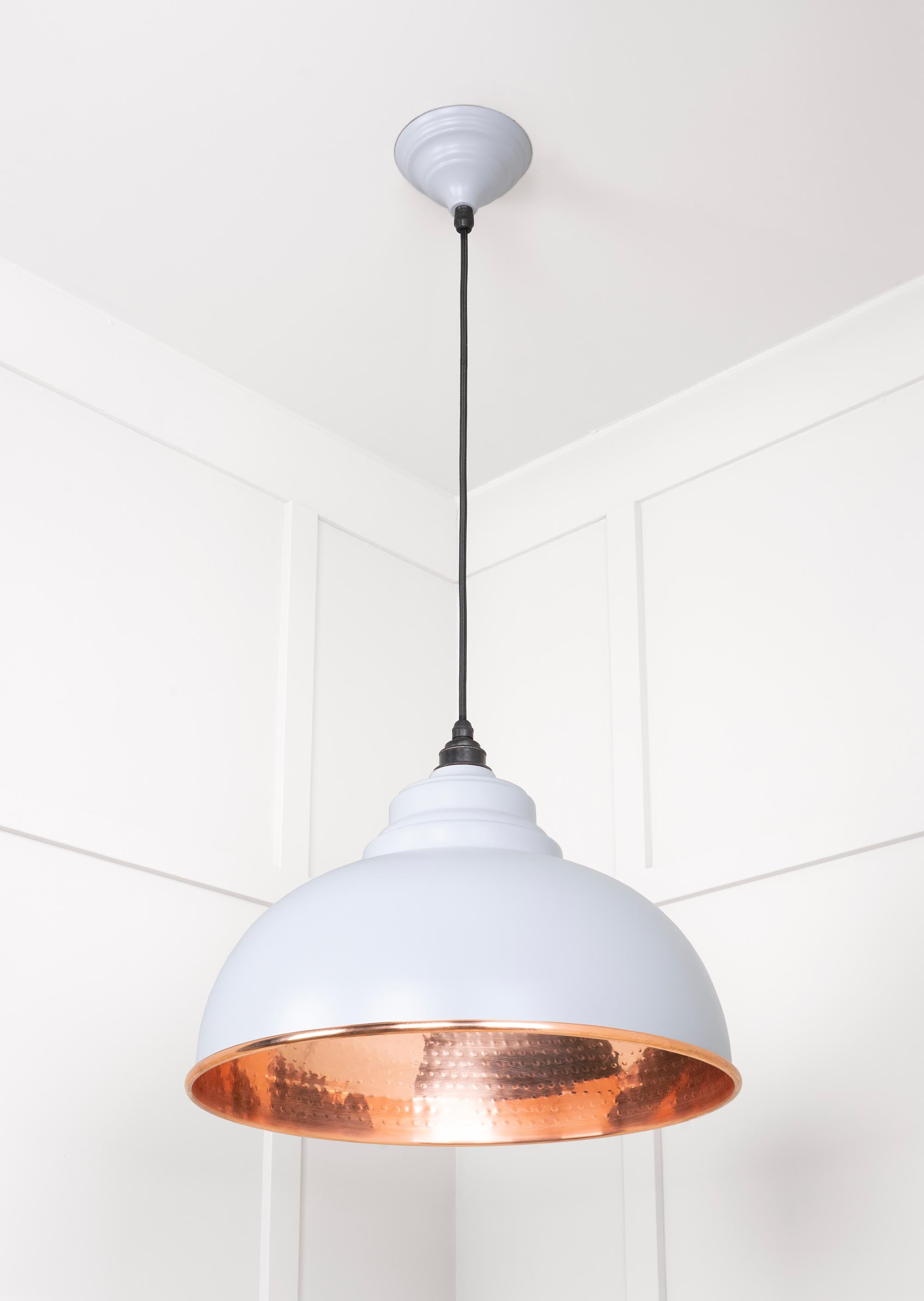 Hammered Copper Harborne Pendant Light  Birch, Underside.