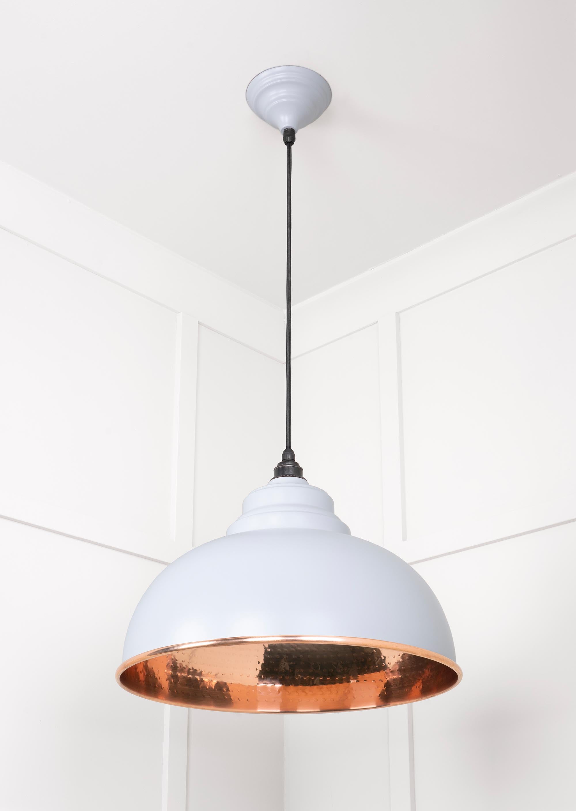 Hammered Copper Harborne Pendant Light  Birch, Underside.