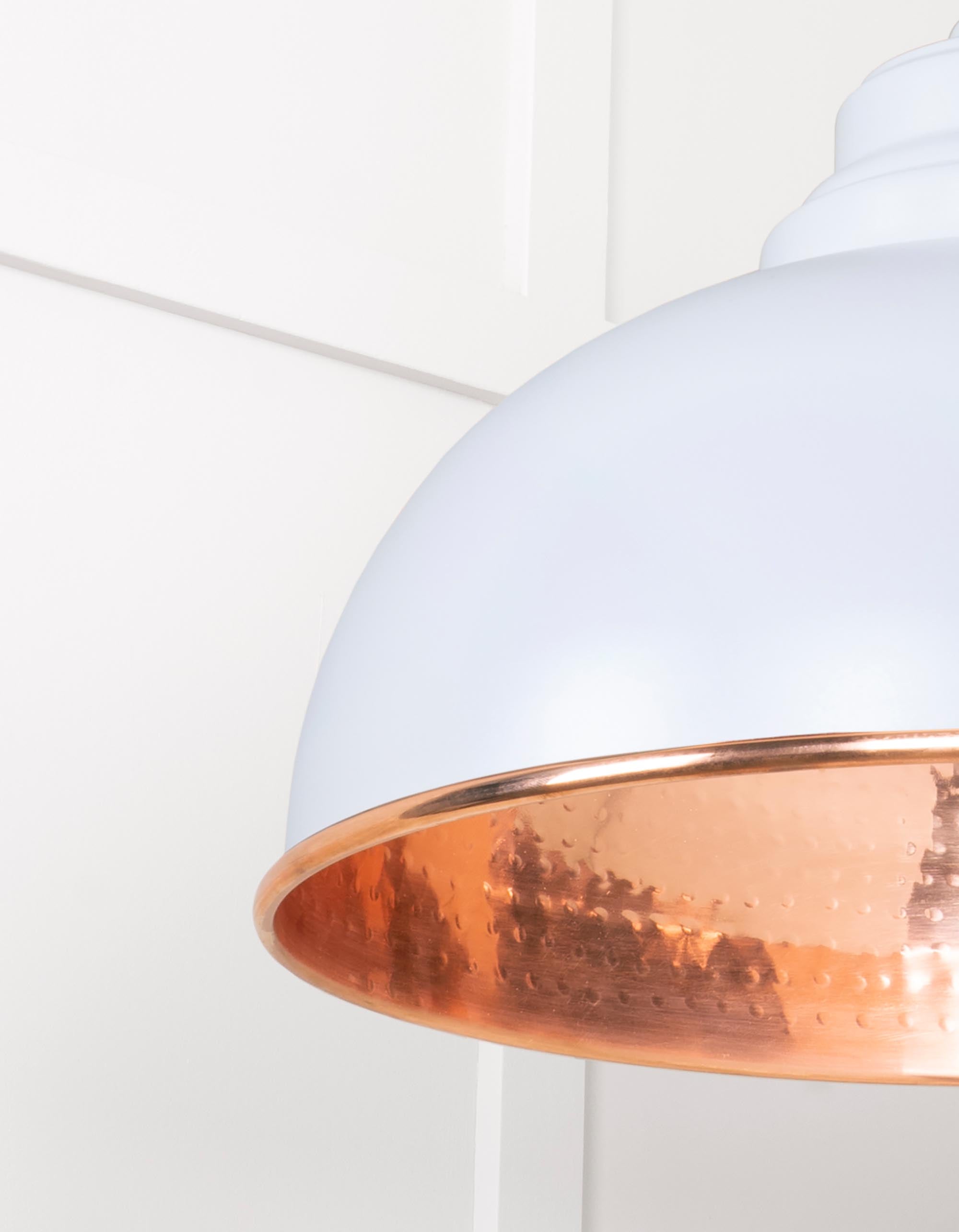Hammered Copper Harborne Pendant Light  Birch, Detailed close up view of pendant.