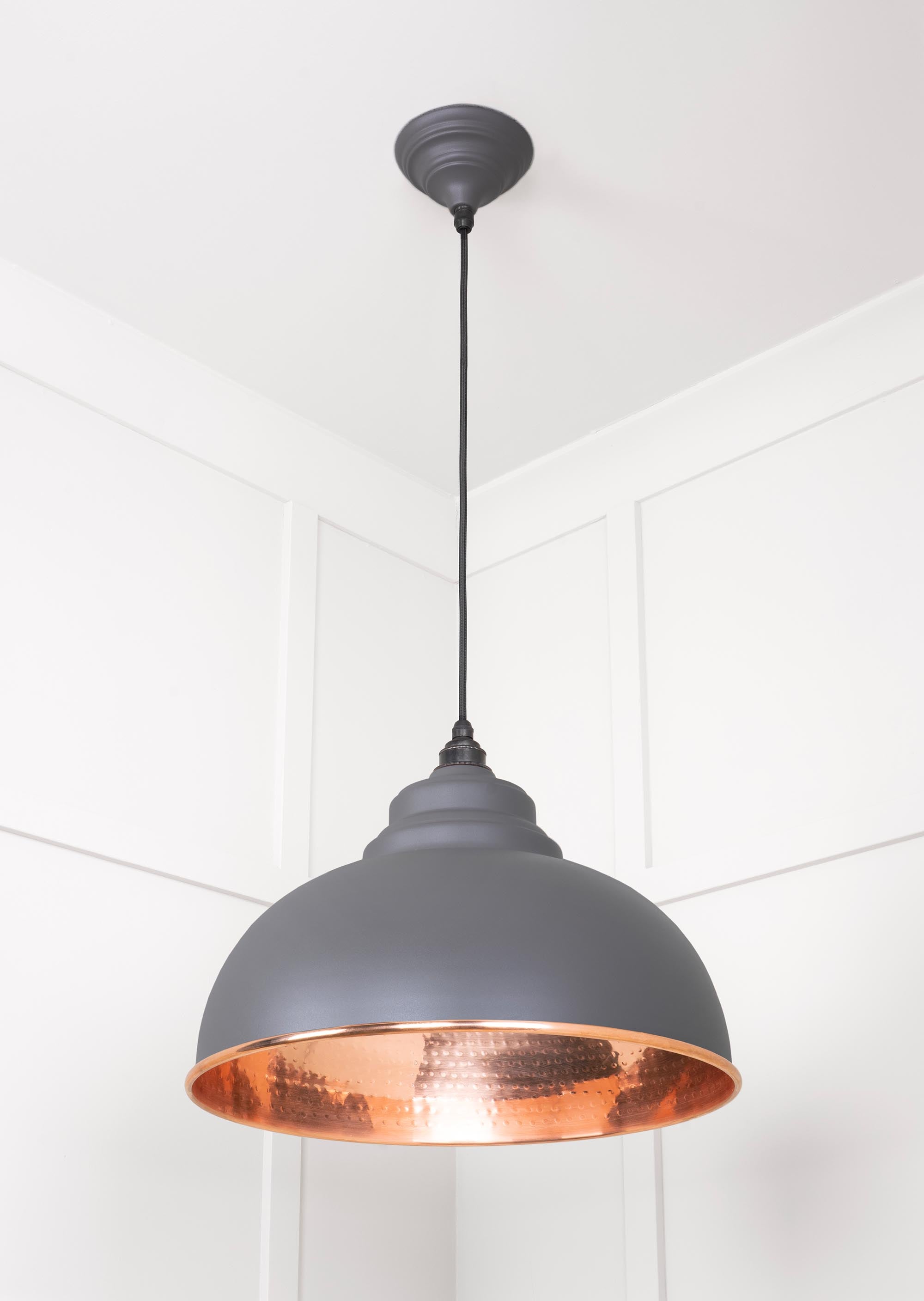 Hammered Copper Harborne Pendant Light  Bluff, Underside.
