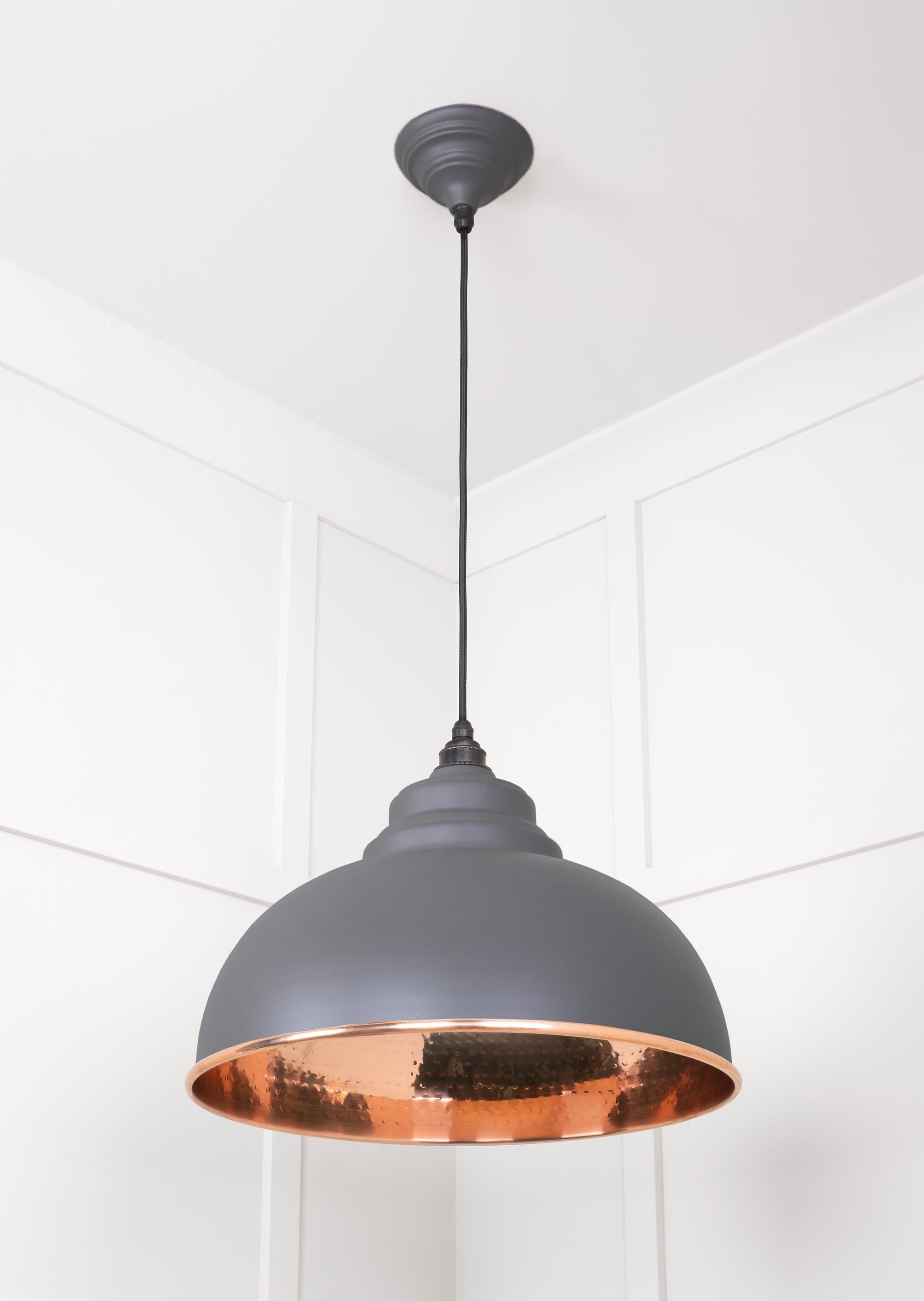 Hammered Copper Harborne Pendant Light  Bluff, Underside.