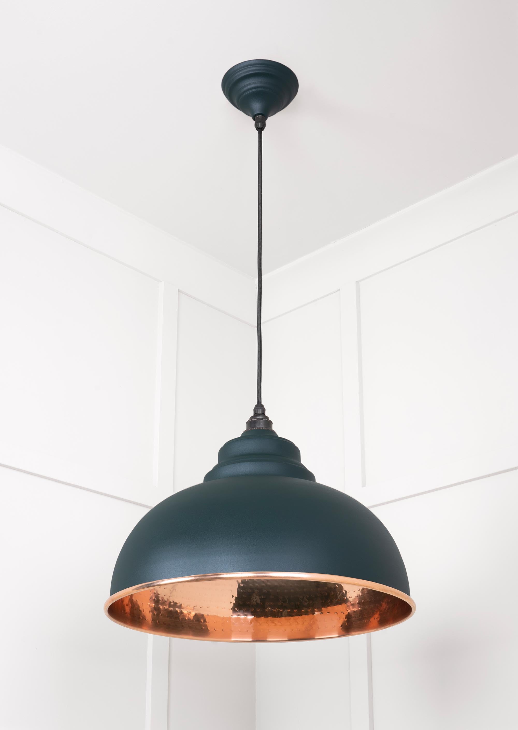 Hammered Copper Harborne Pendant Light  Dingle, Underside.