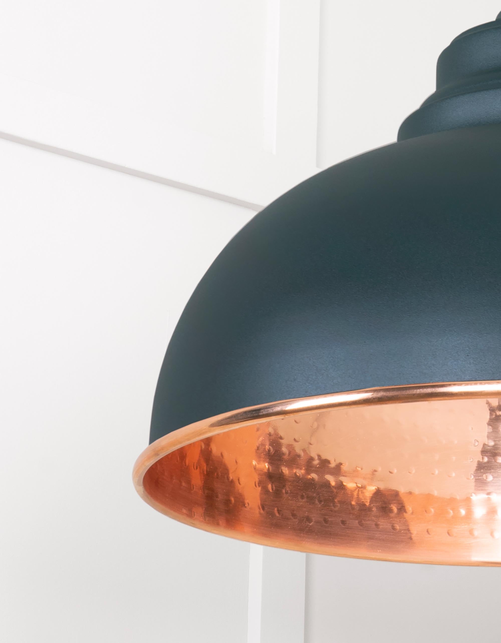 Hammered Copper Harborne Pendant Light  Dingle, Detailed close up view of pendant.