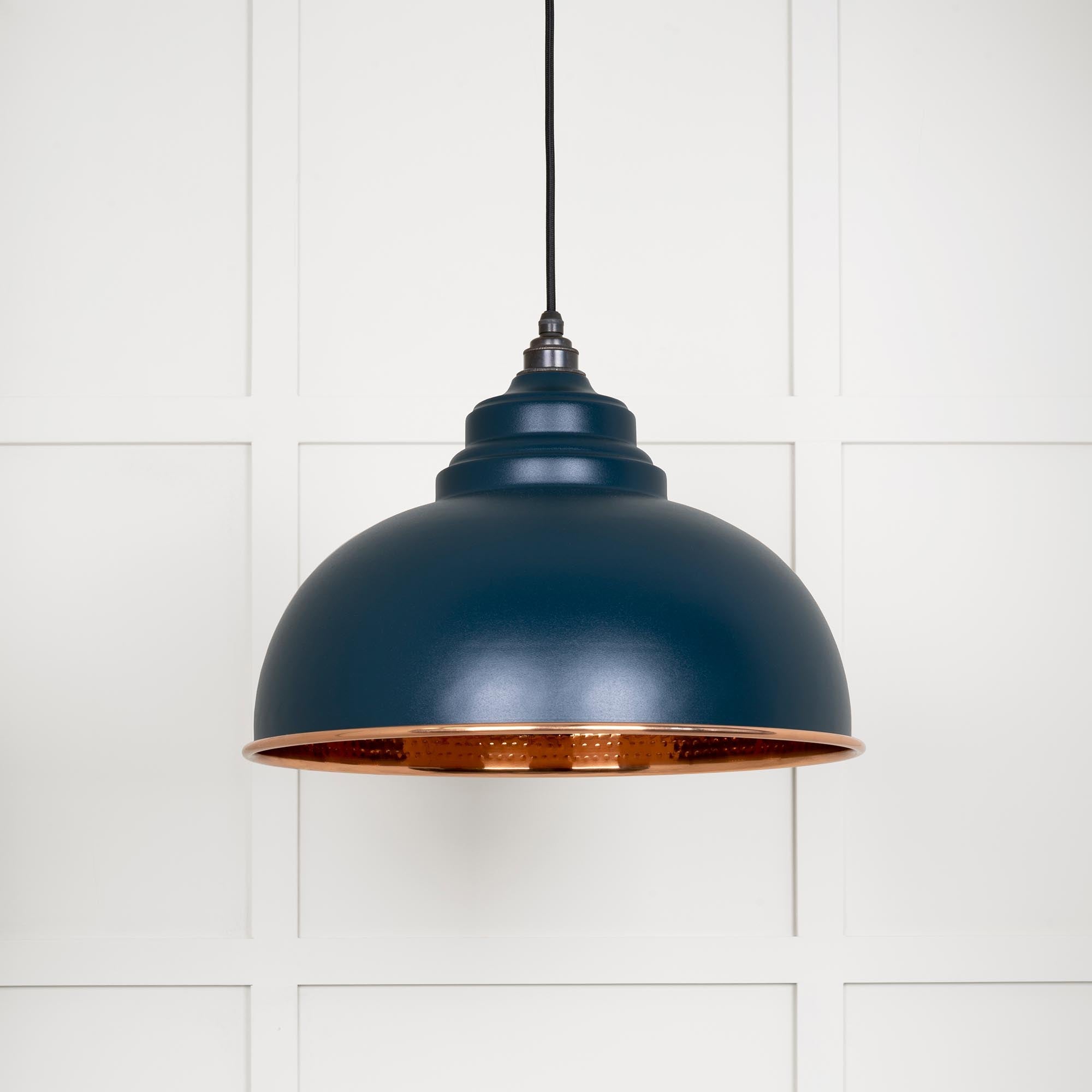 Hammered Copper Harborne Pendant Light  Dusk, Front Side.