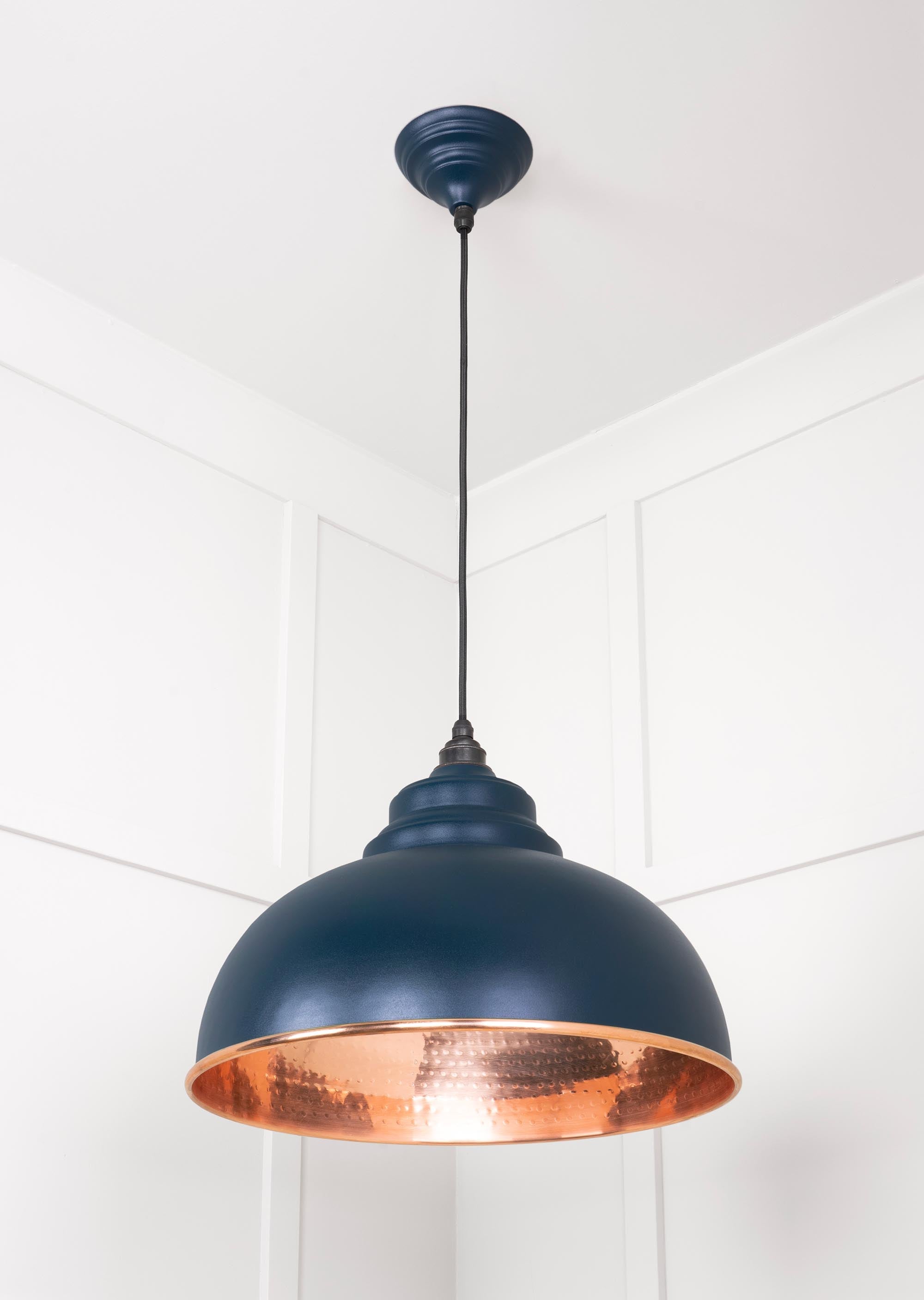 Hammered Copper Harborne Pendant Light  Dusk, Underside.
