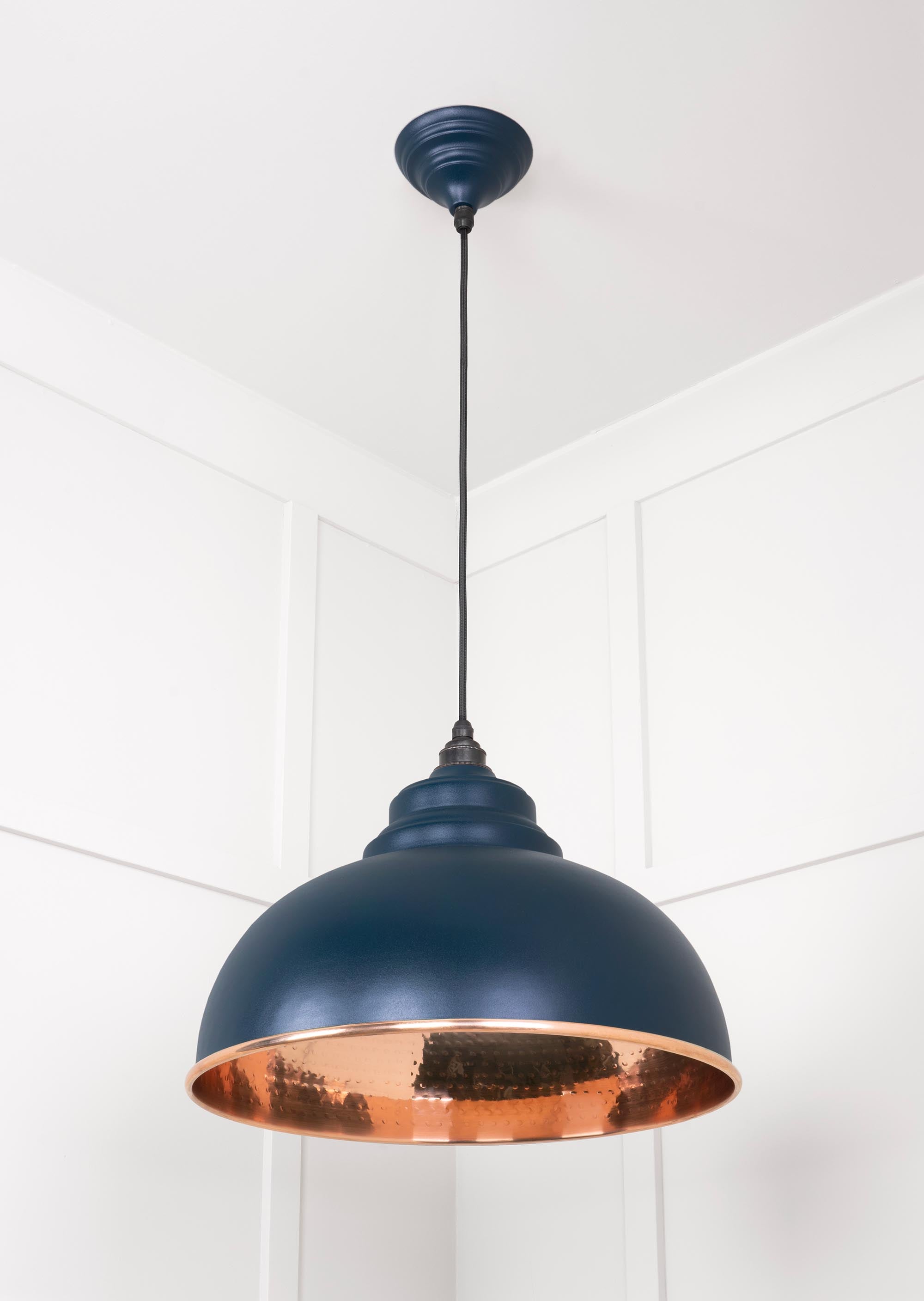 Hammered Copper Harborne Pendant Light  Dusk, Underside.
