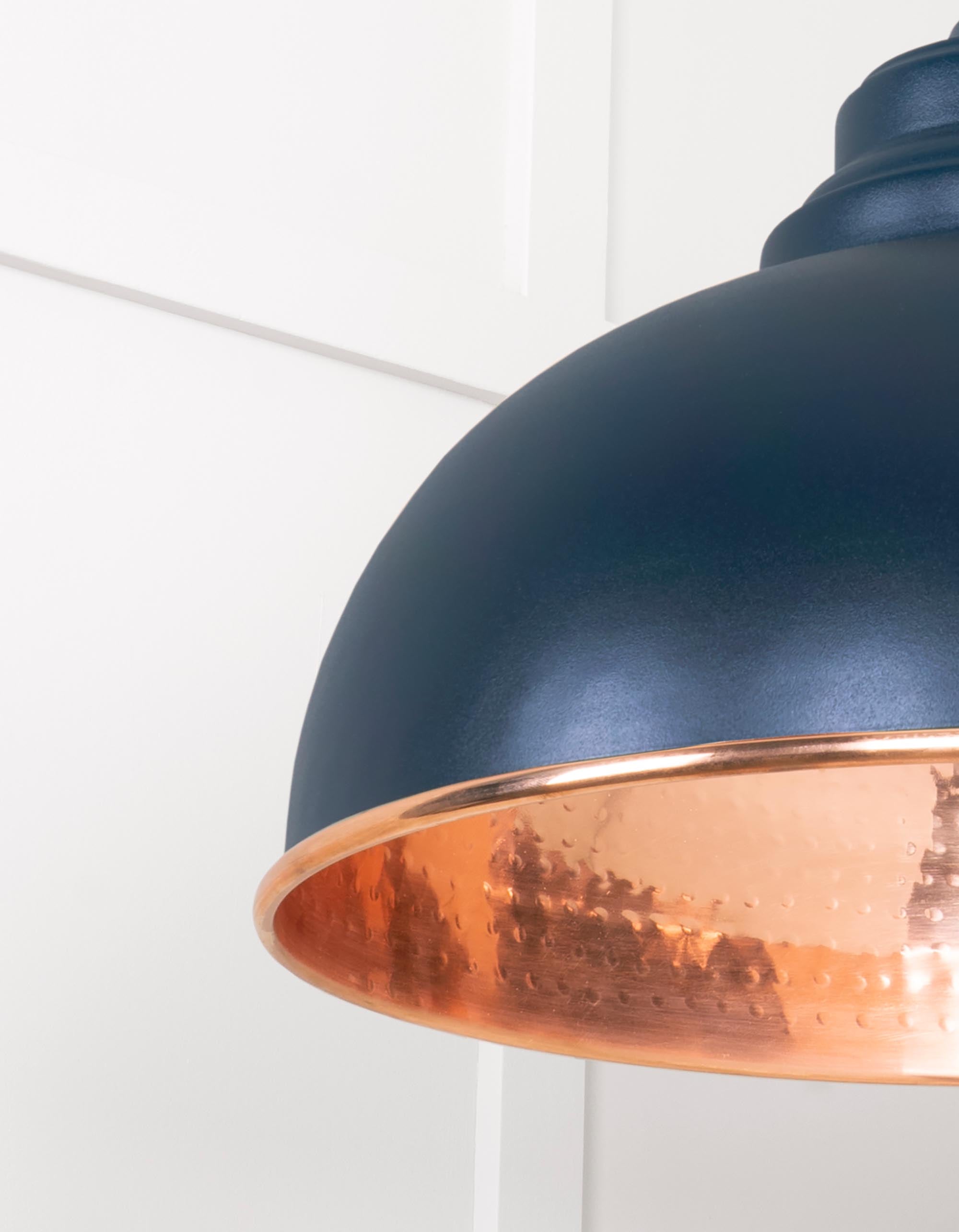 Hammered Copper Harborne Pendant Light  Dusk, Detailed close up view of pendant.