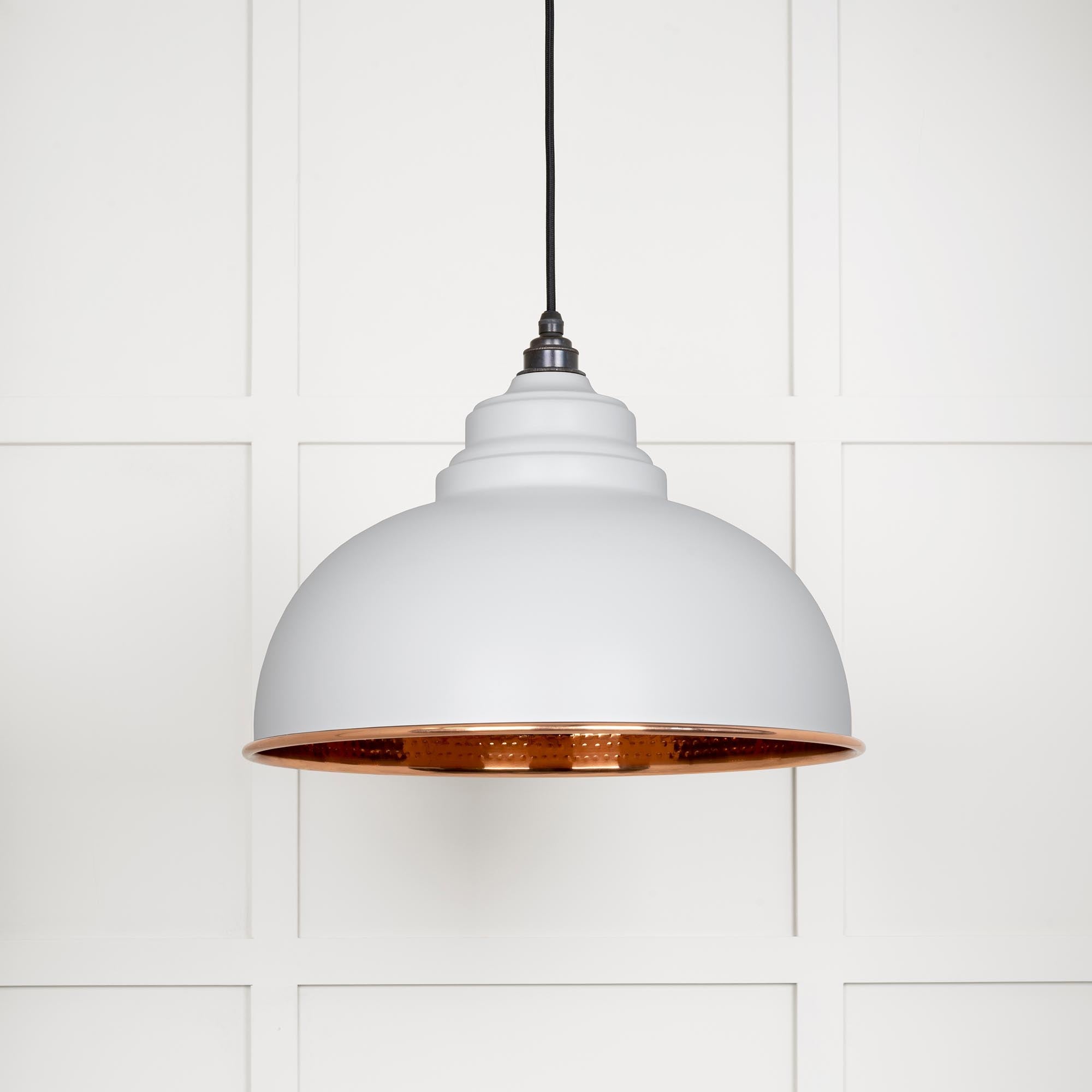 Hammered Copper Harborne Pendant Light  Flock, Front Side.
