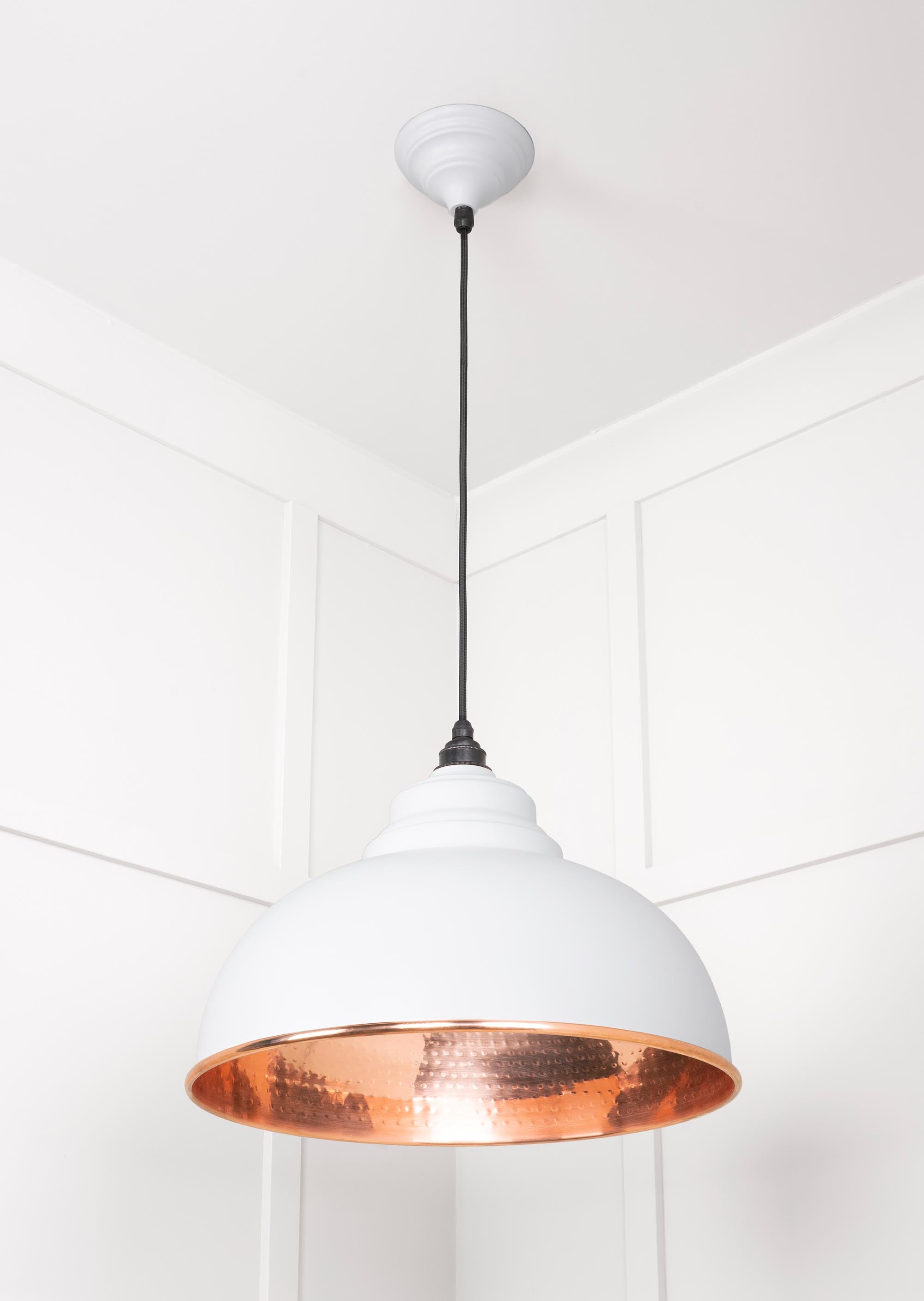 Hammered Copper Harborne Pendant Light  Flock, Underside.