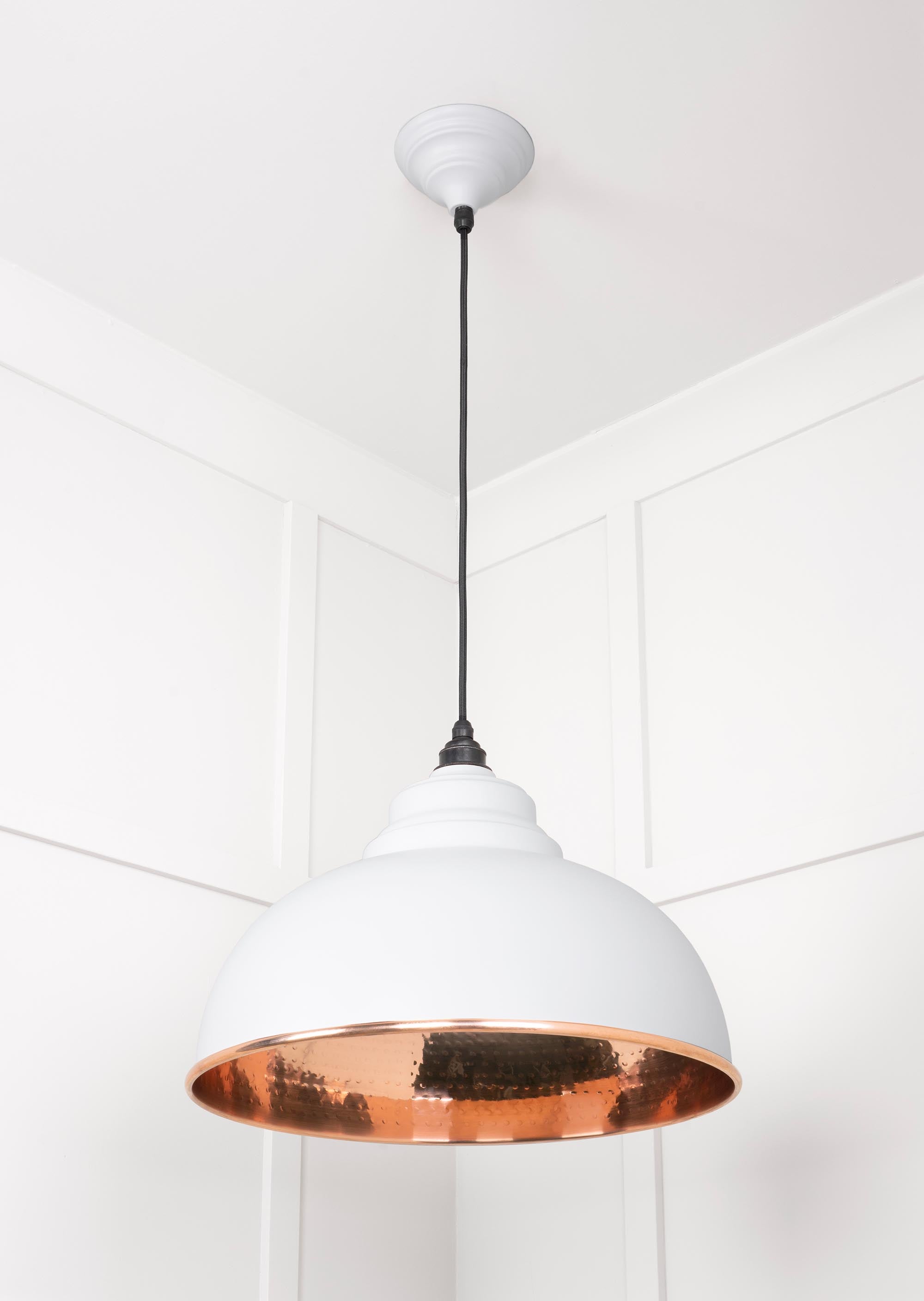 Hammered Copper Harborne Pendant Light  Flock, Underside.