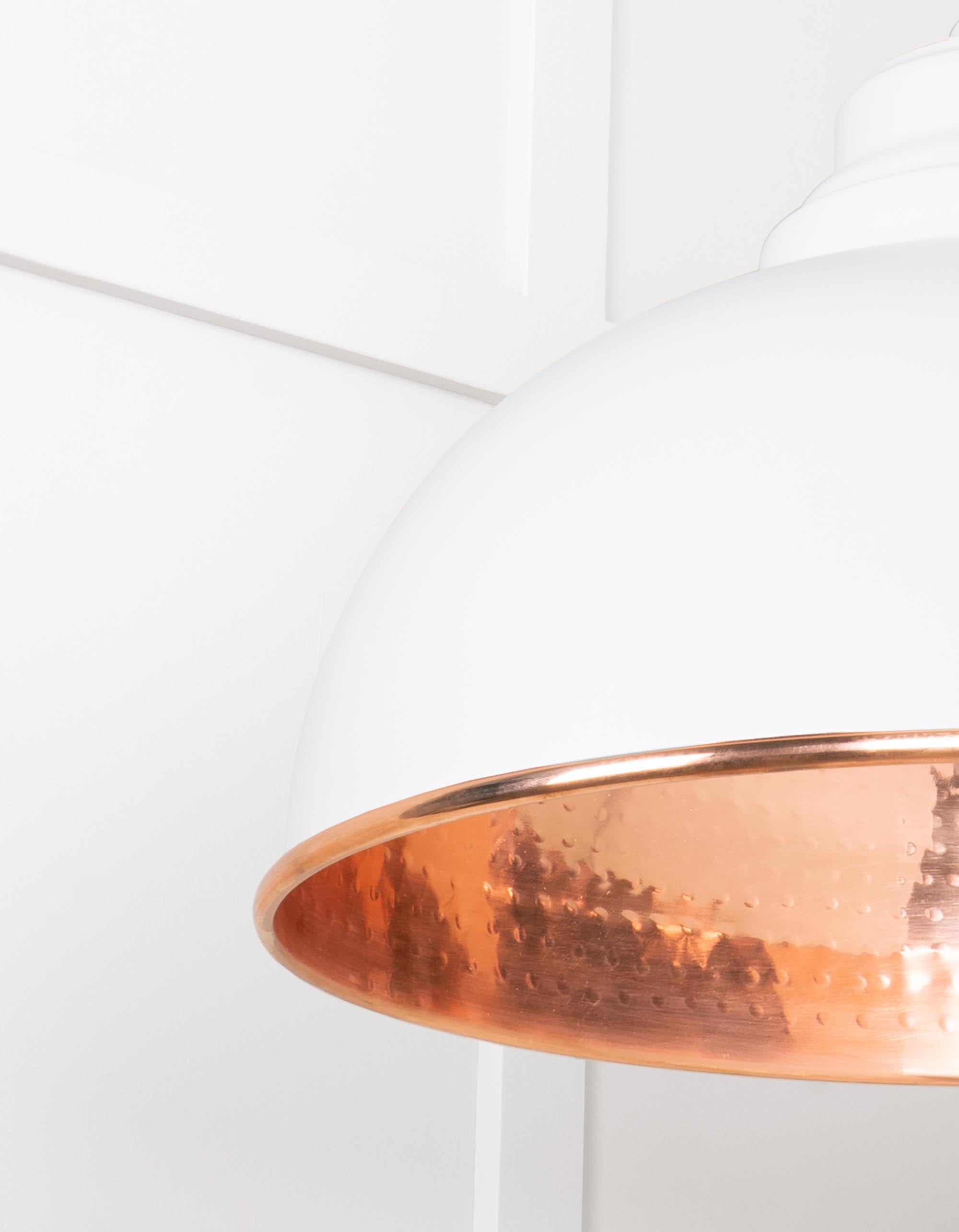 Hammered Copper Harborne Pendant Light  Flock, Detailed close up view of pendant.