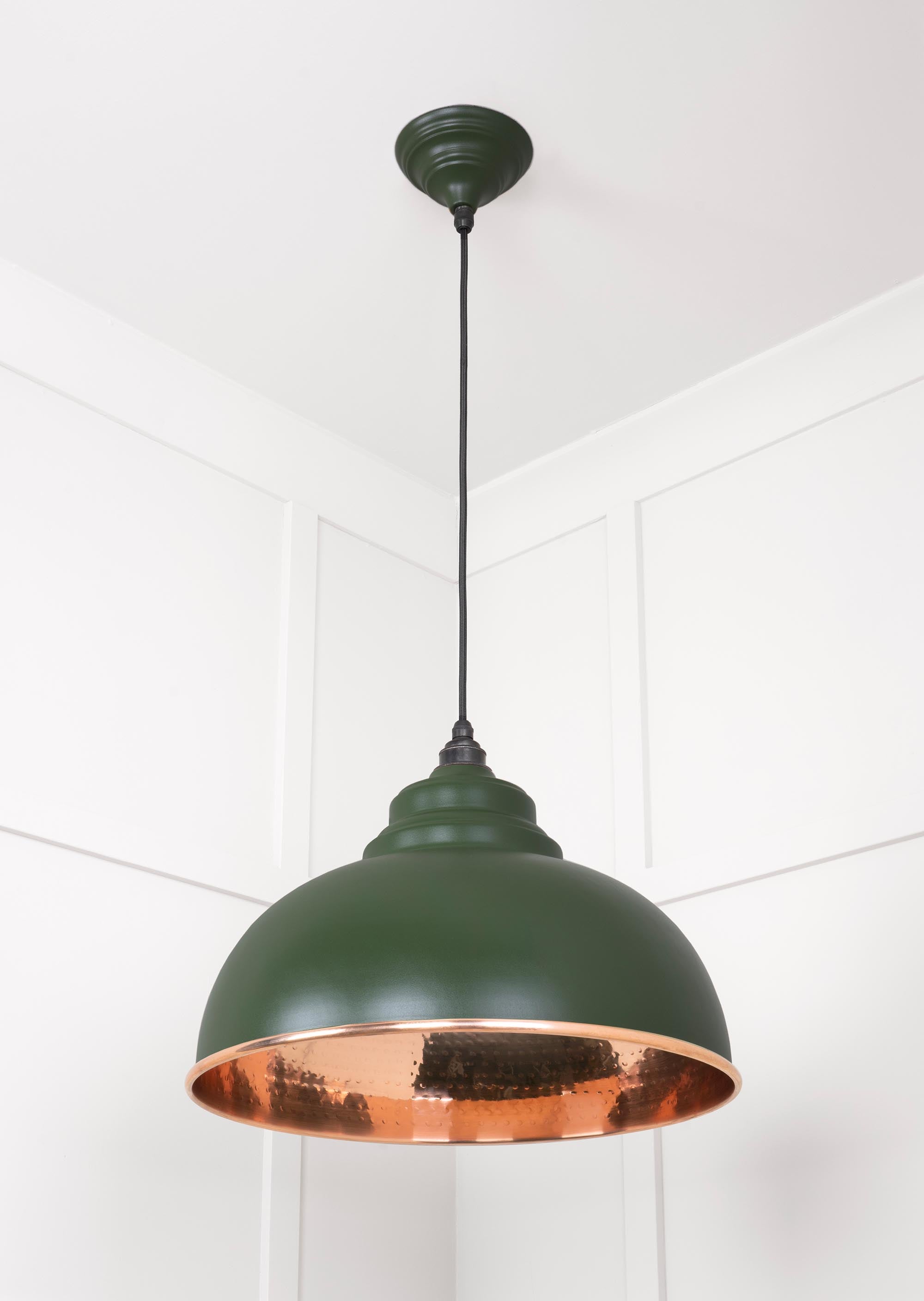 Hammered Copper Harborne Pendant Light  Heath, Underside.