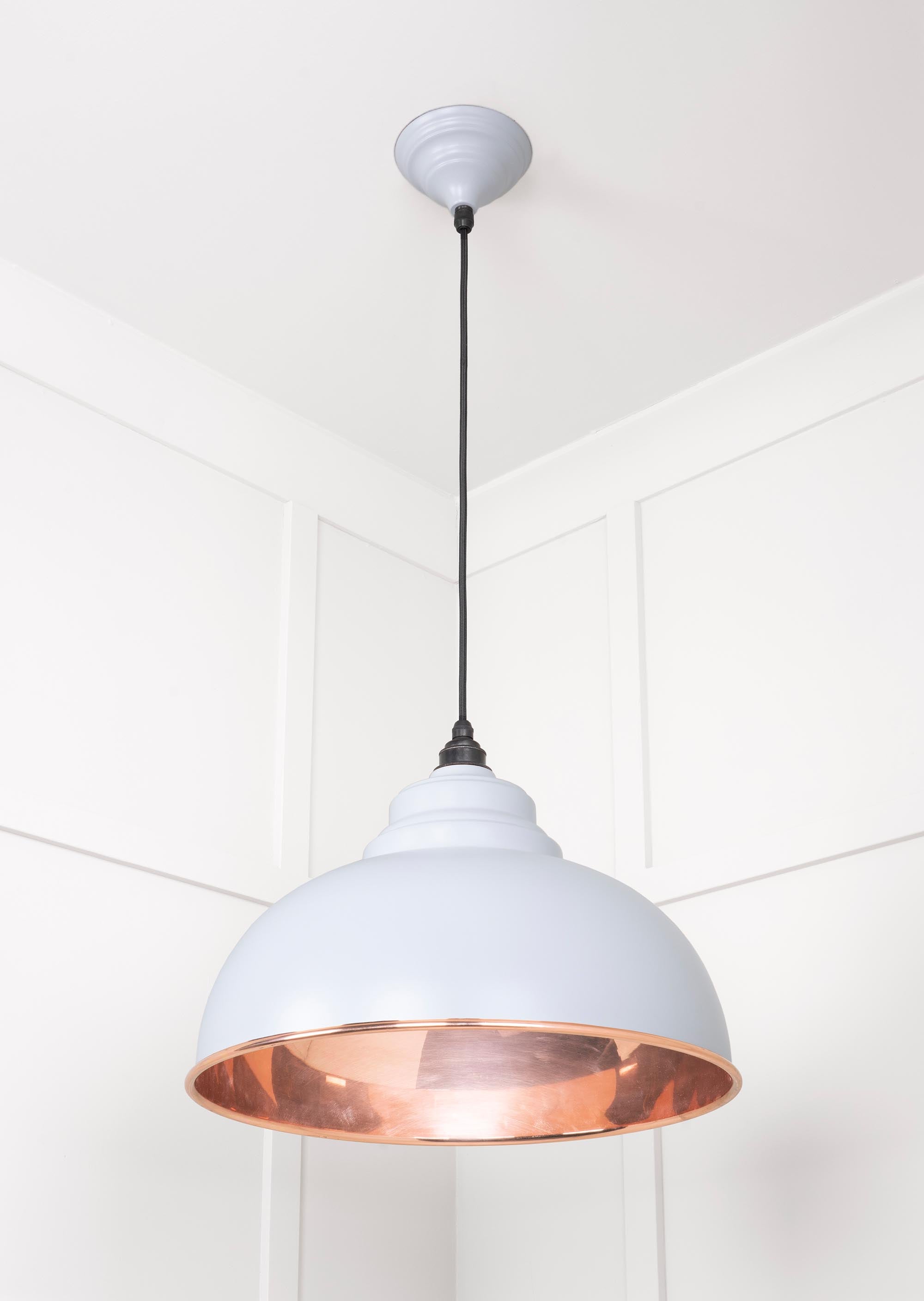 Smooth Copper Harborne Pendant Light  Birch, Underside.