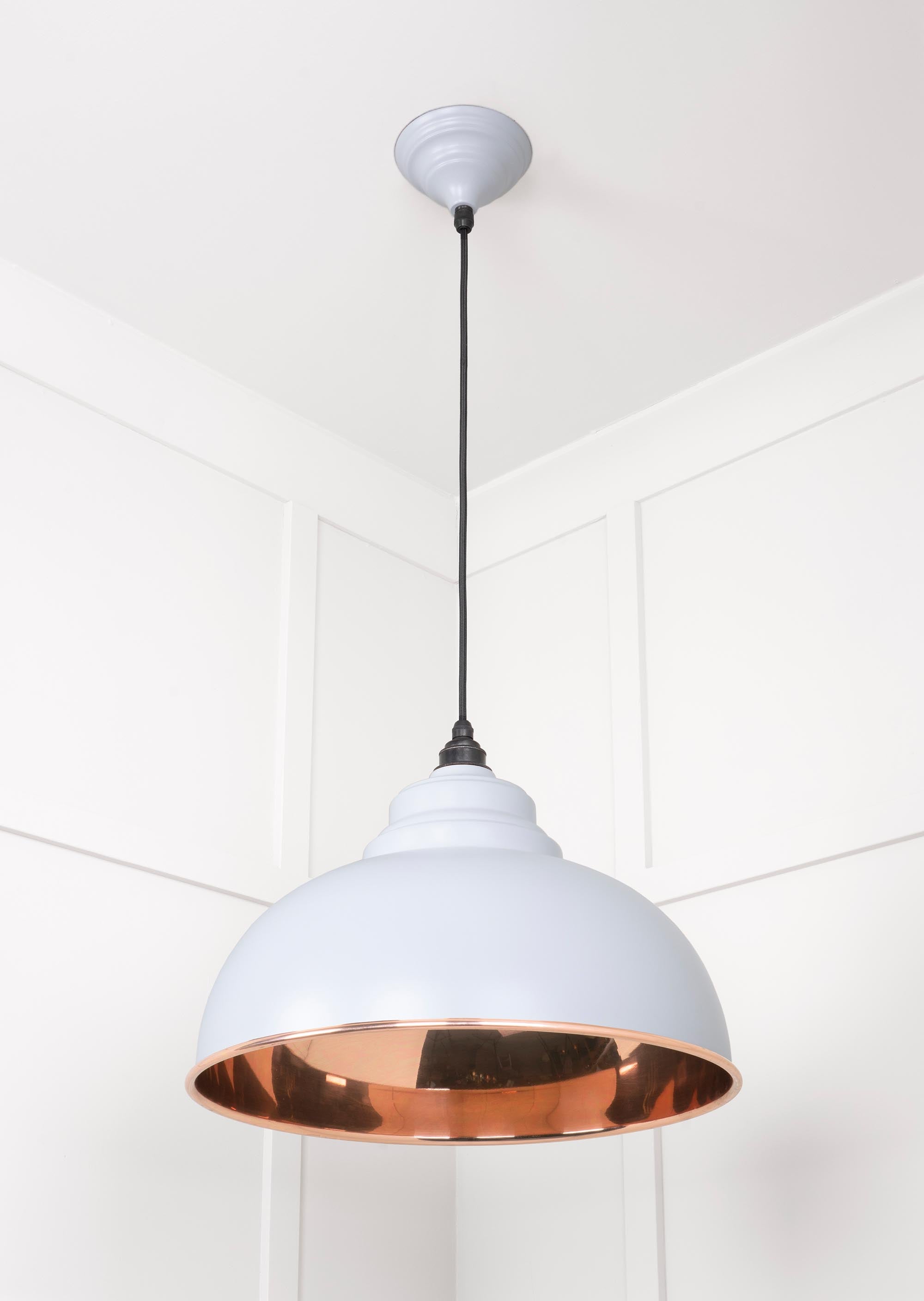 Smooth Copper Harborne Pendant Light  Birch, Underside.