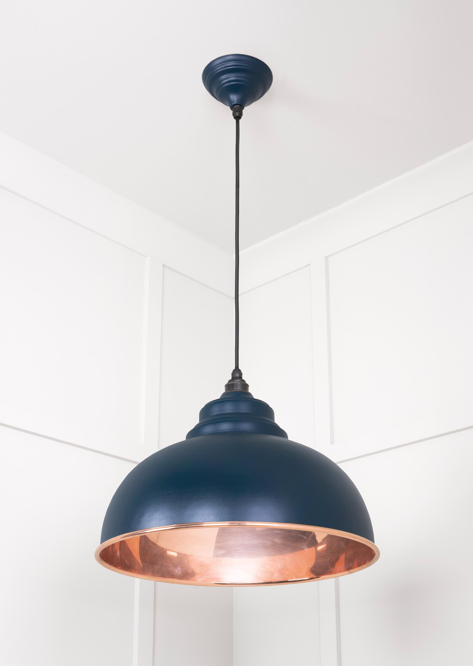 Smooth Copper Harborne Pendant Light  Dusk, Underside.