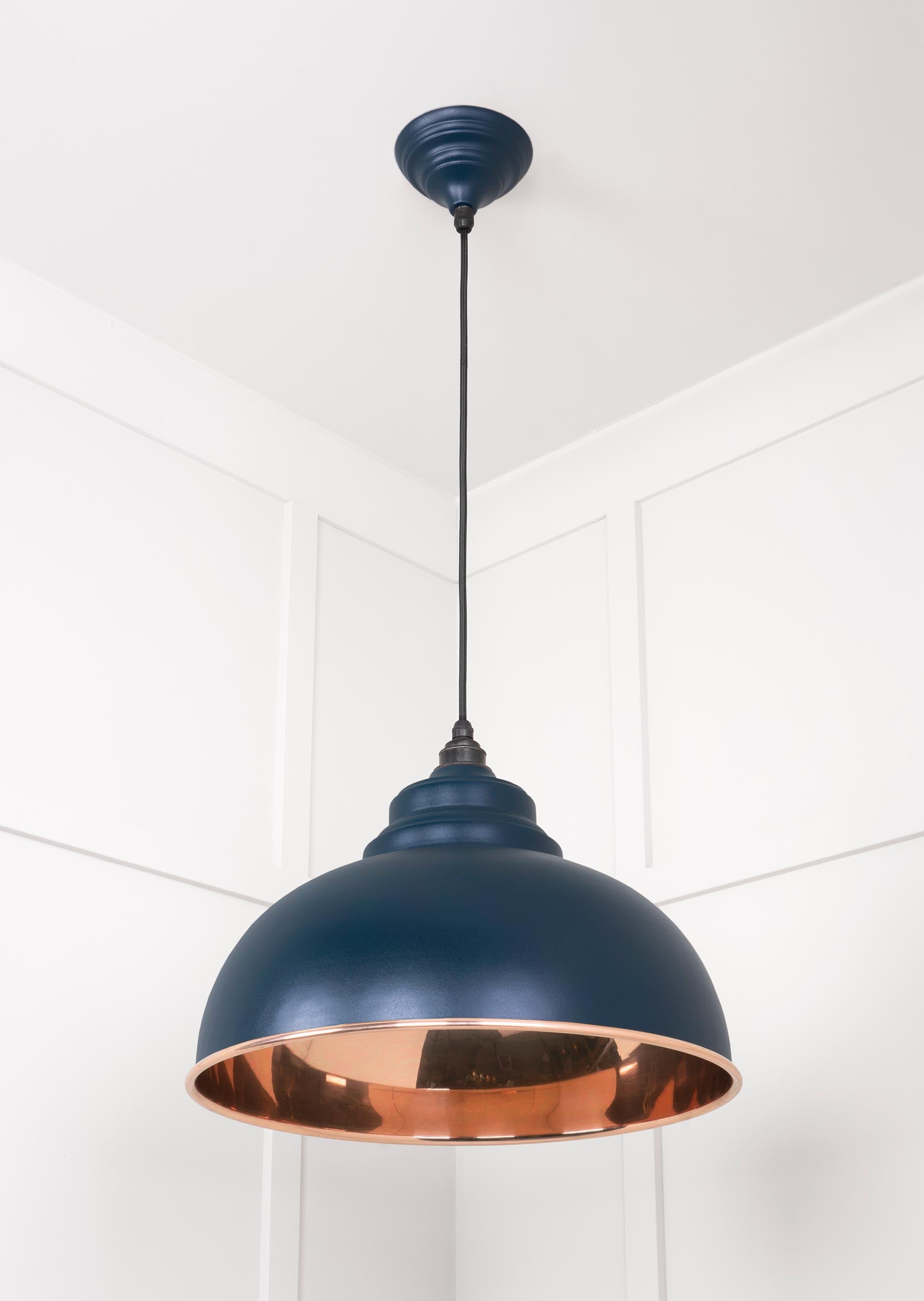 Smooth Copper Harborne Pendant Light  Dusk, Underside.