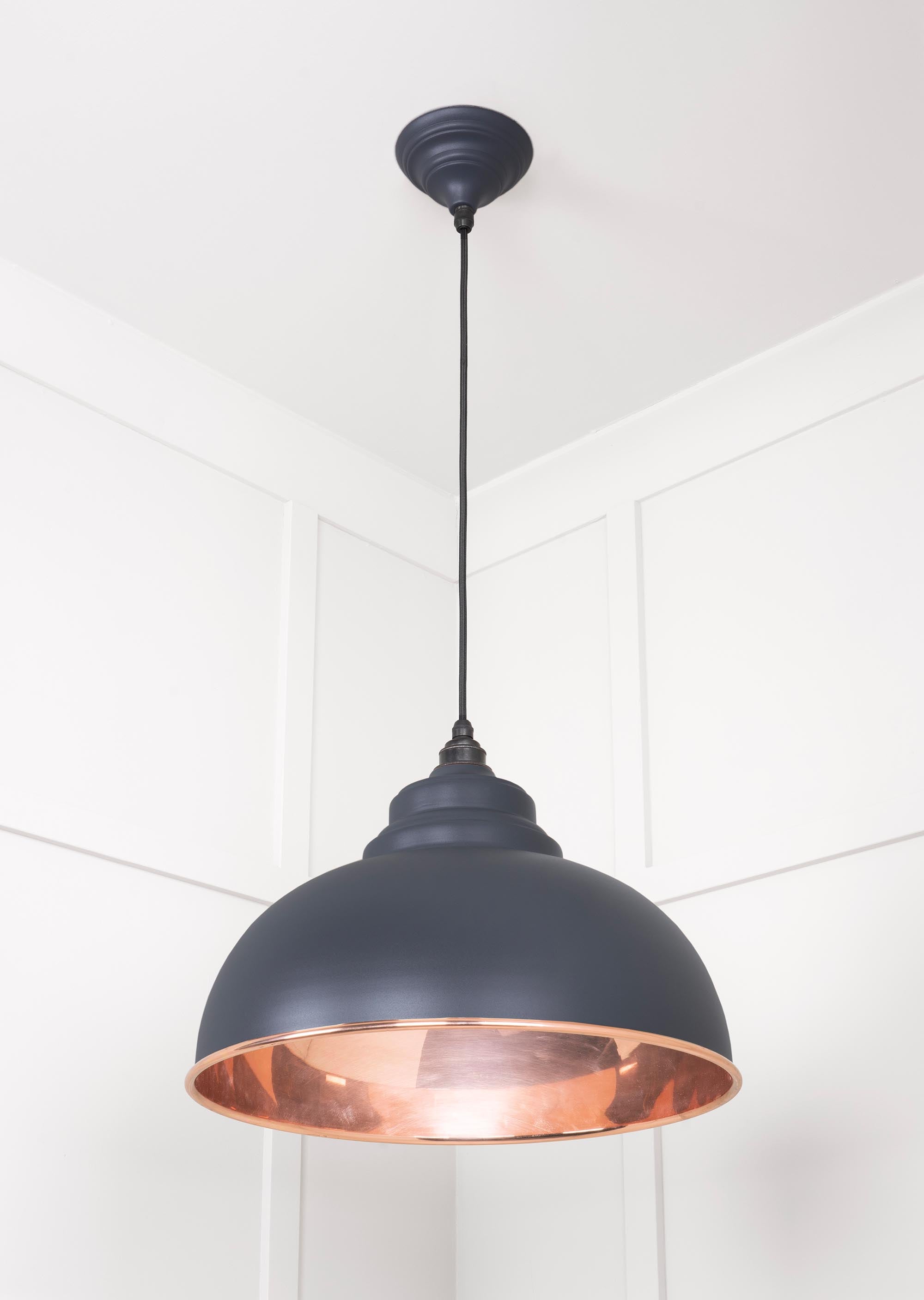Smooth Copper Harborne Pendant Light  Slate, Underside.