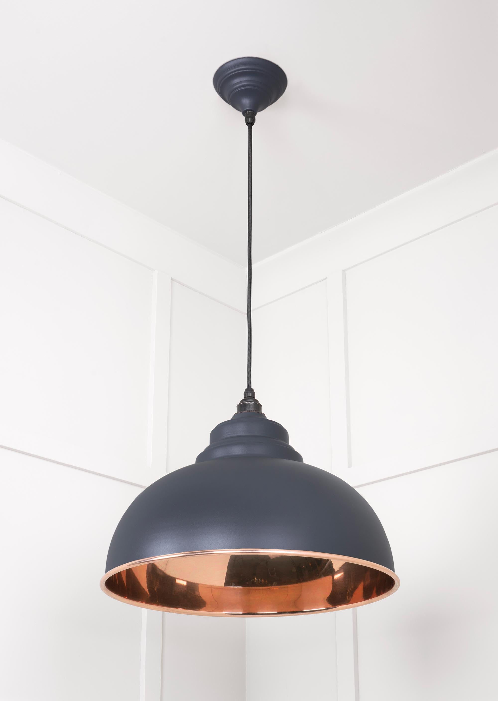 Smooth Copper Harborne Pendant Light  Slate, Underside.
