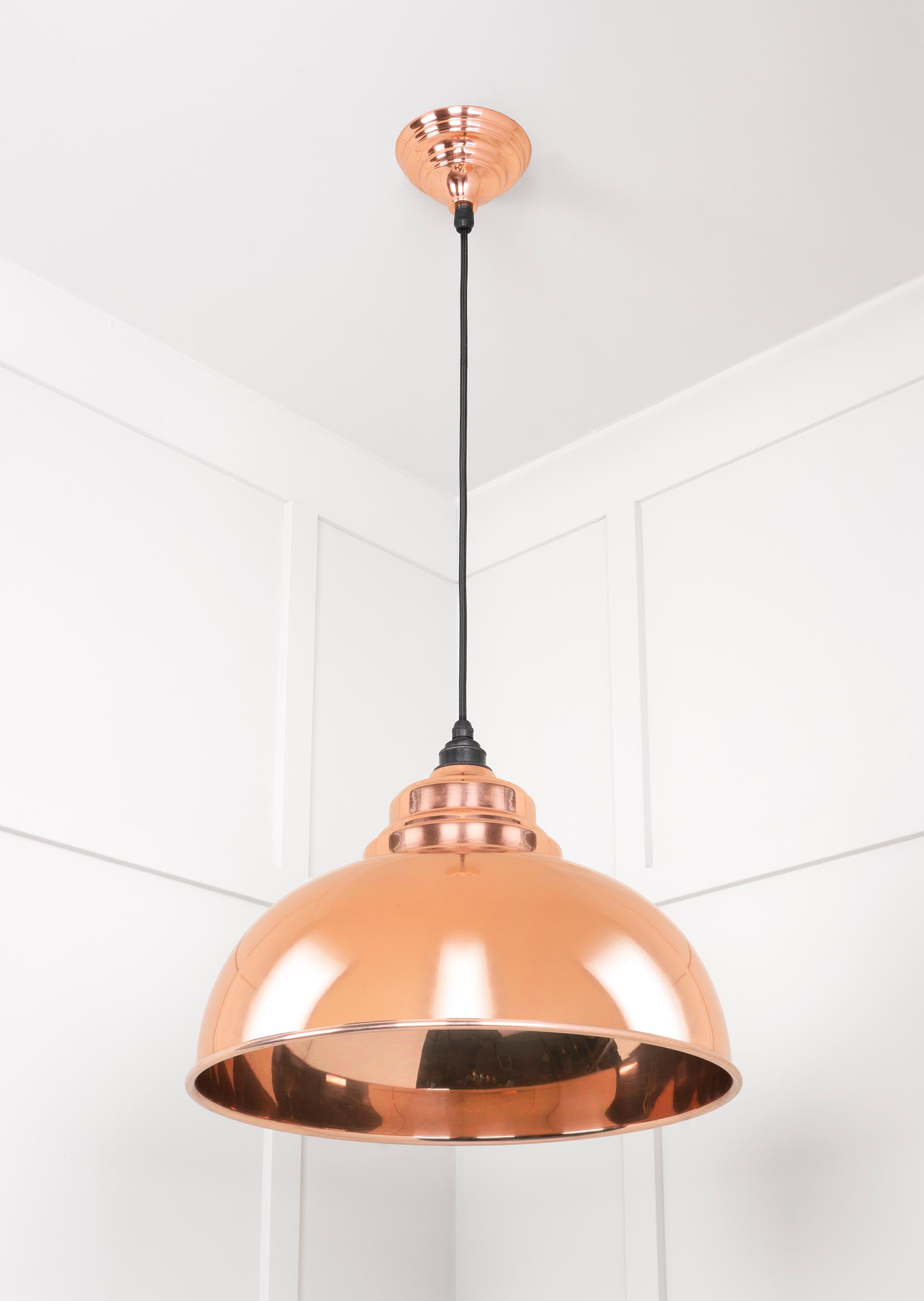 Smooth Copper Harborne Pendant Light Copper, Underside.