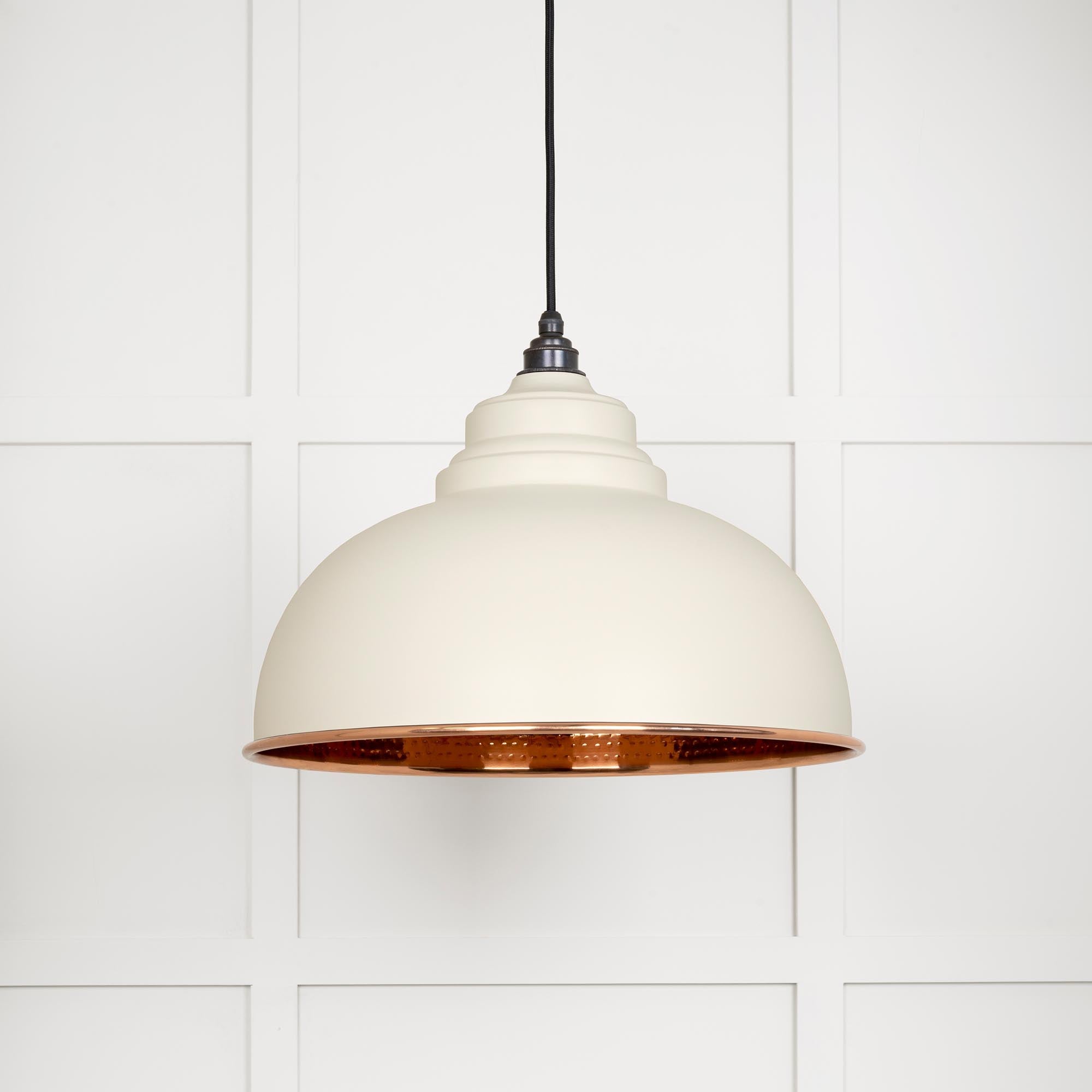 Hammered Copper Harborne Pendant Light  Teasel, Front Side.