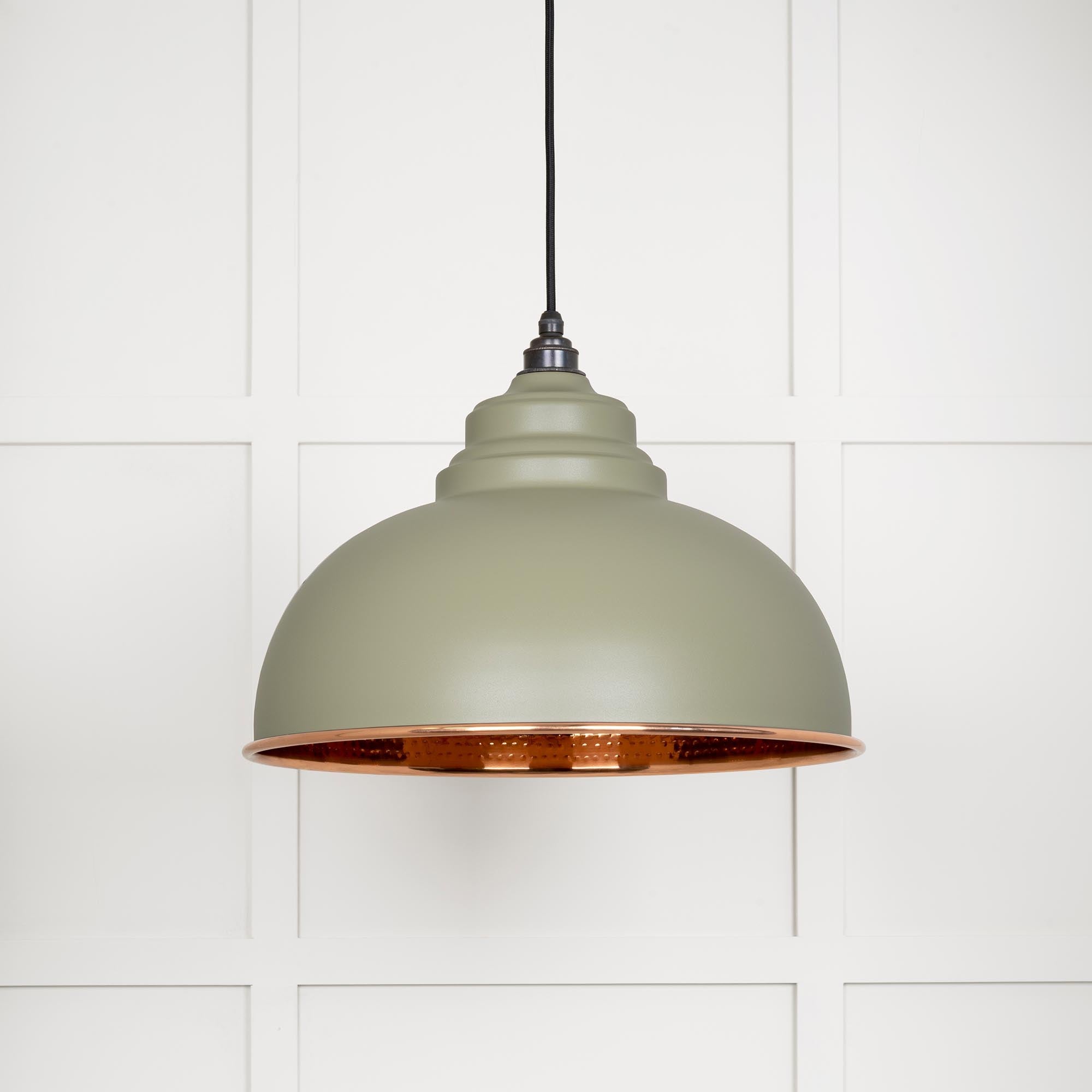 Hammered Copper Harborne Pendant Light  Tump, Front Side.