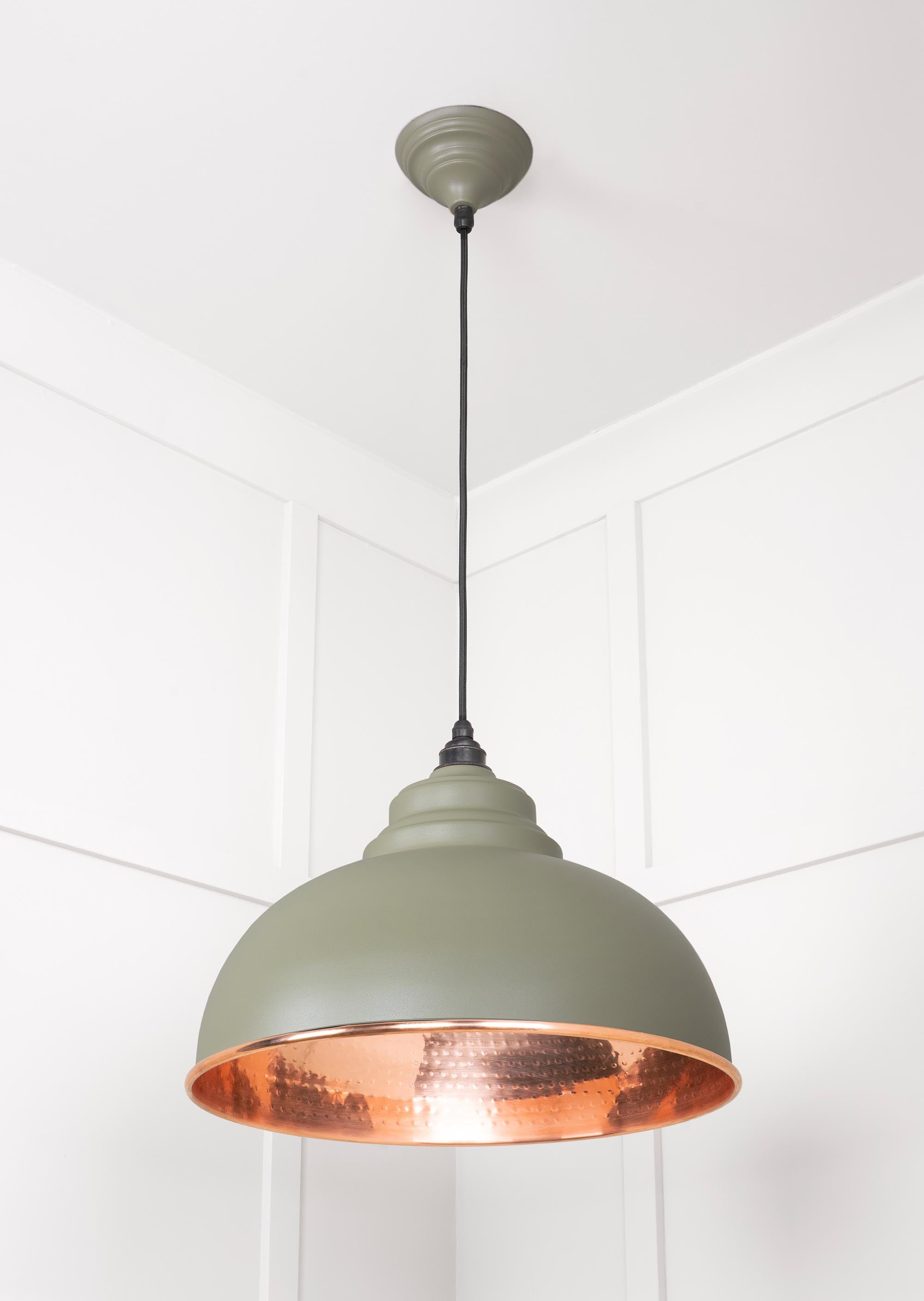 Hammered Copper Harborne Pendant Light  Tump, Underside.