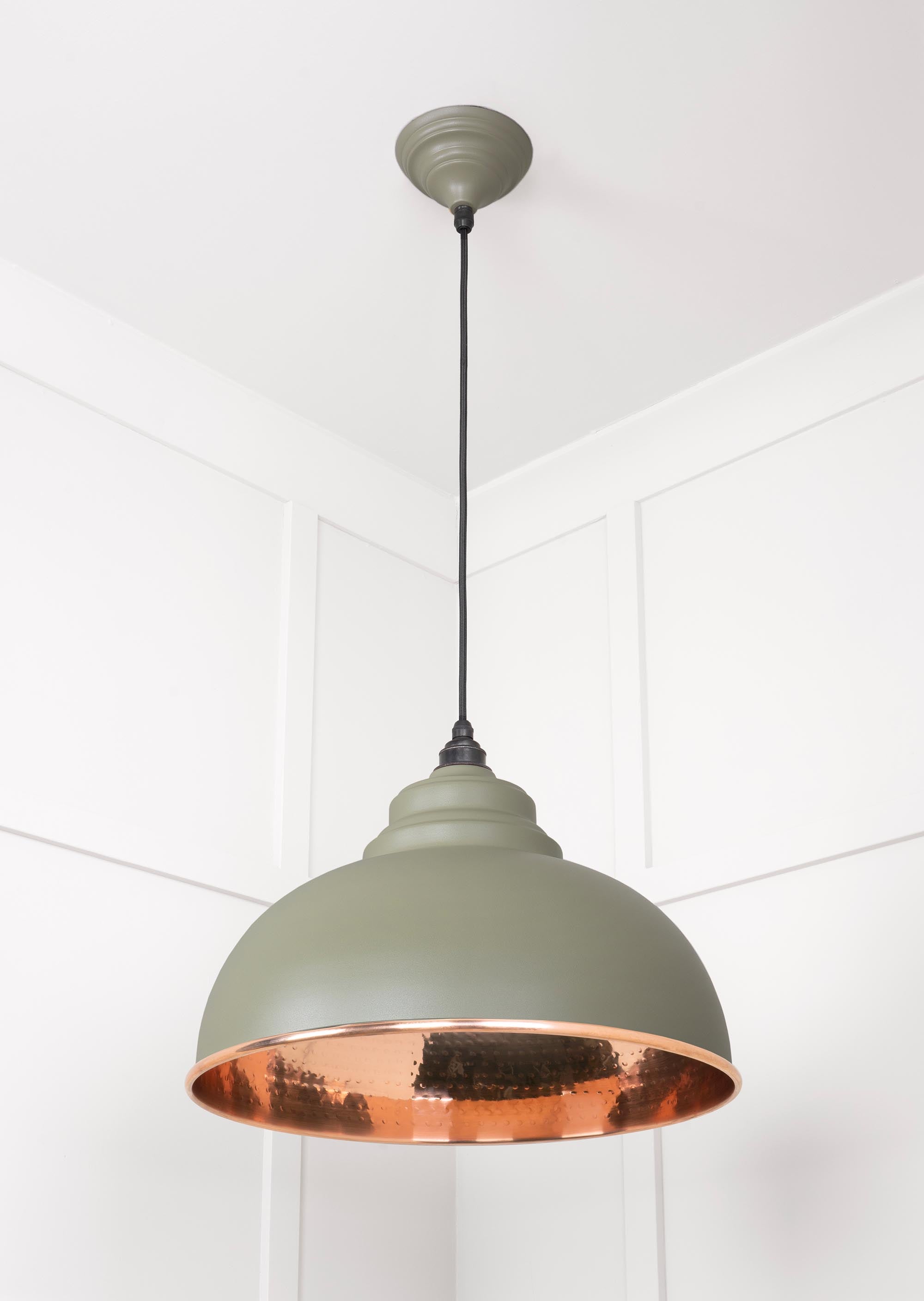 Hammered Copper Harborne Pendant Light  Tump, Underside.