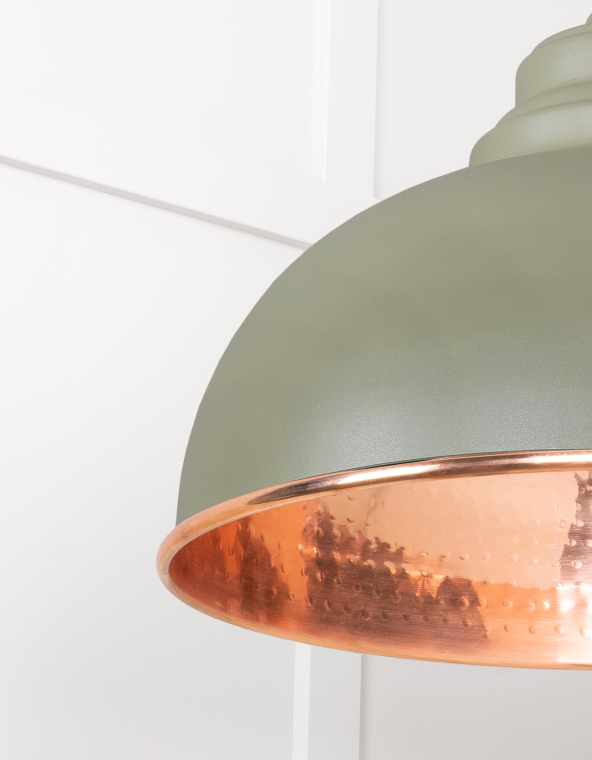 Hammered Copper Harborne Pendant Light  Tump, Detailed close up view of pendant.