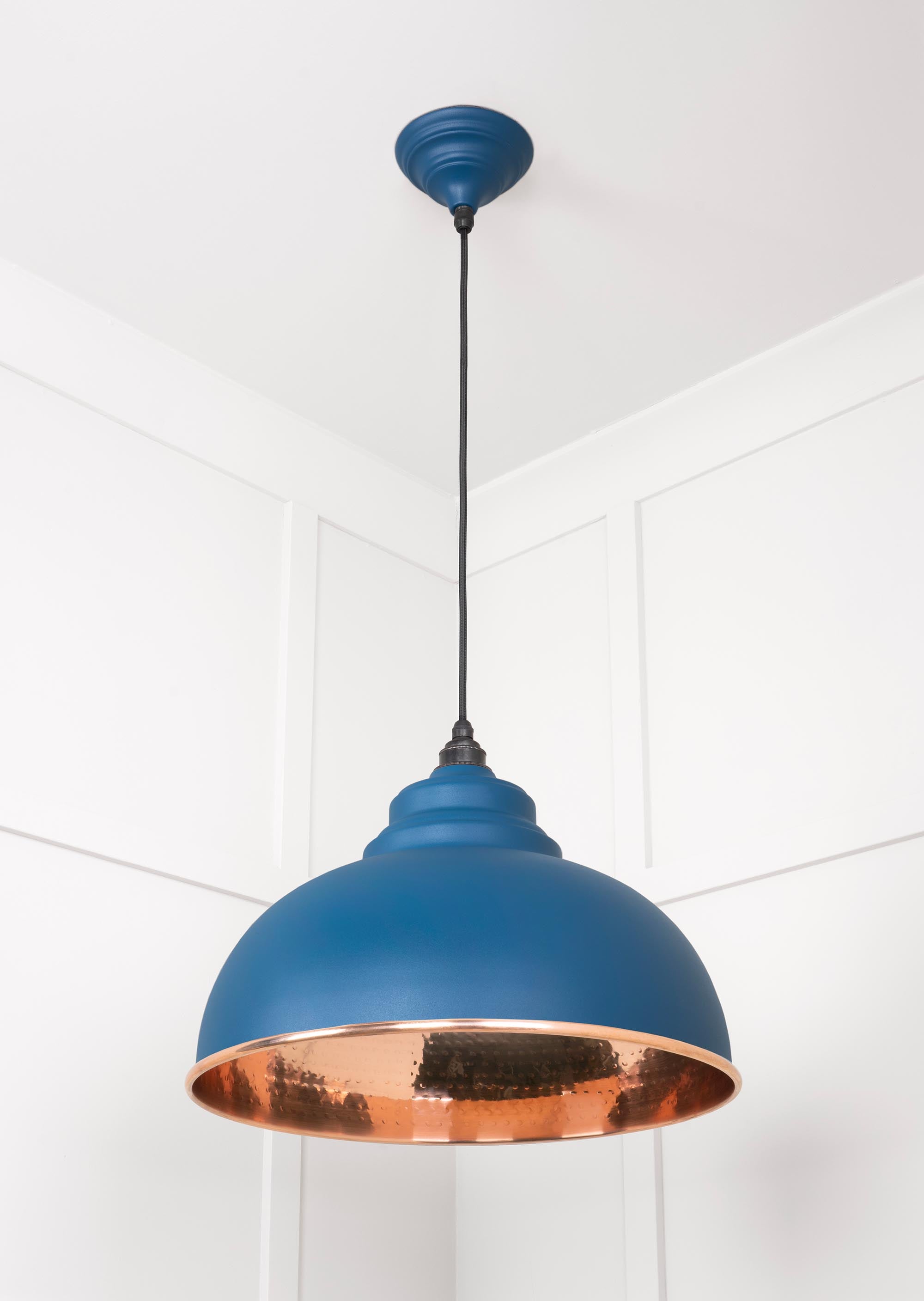 Hammered Copper Harborne Pendant Light  Upstream, Underside.