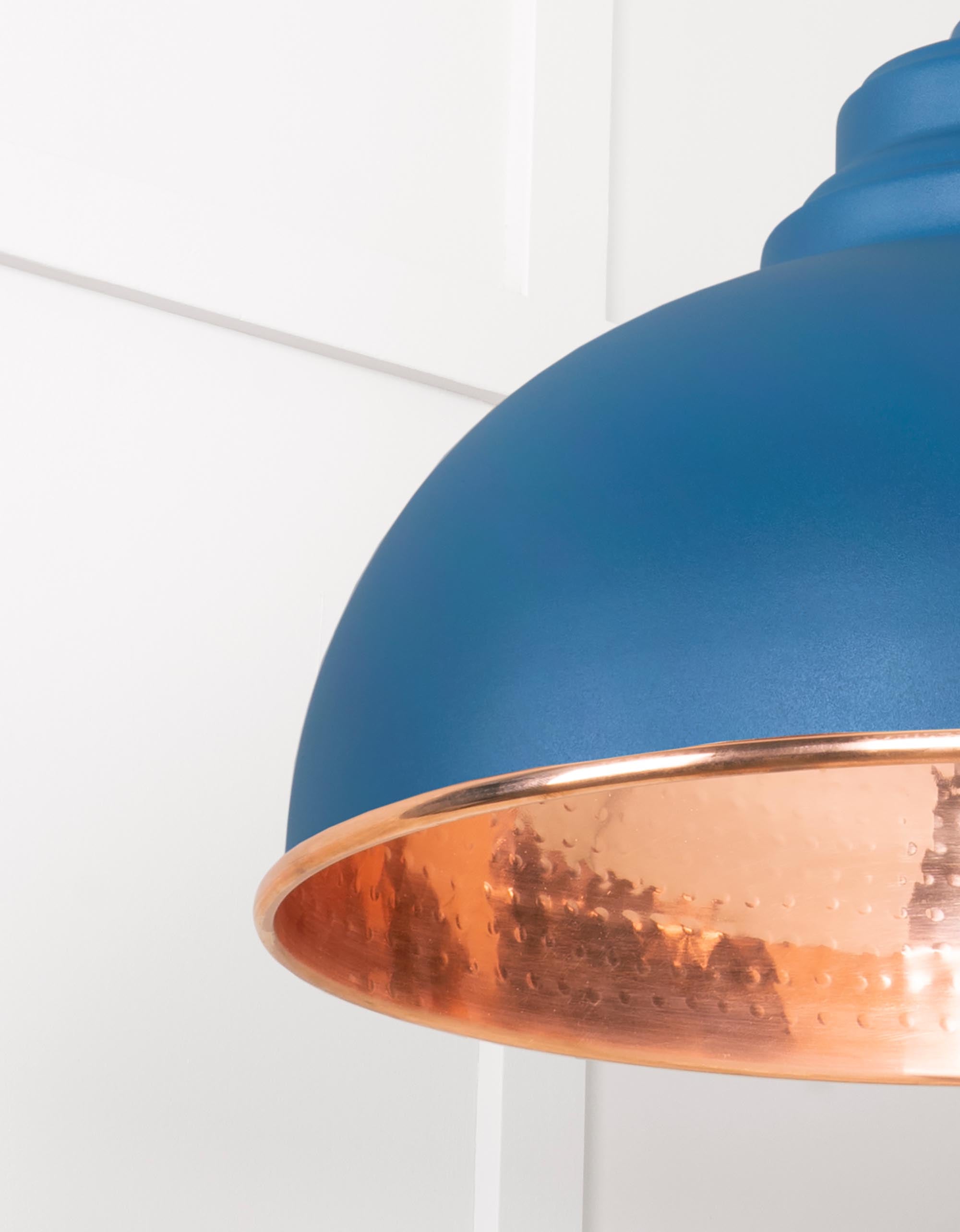 Hammered Copper Harborne Pendant Light  Upstream, Detailed close up view of pendant.