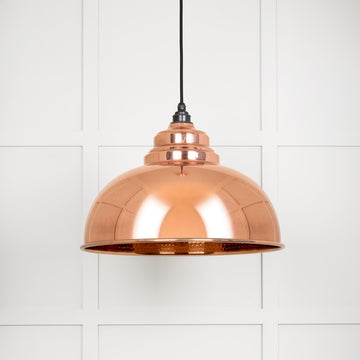 Hammered Copper Harborne Pendant Light Copper, Front Side.