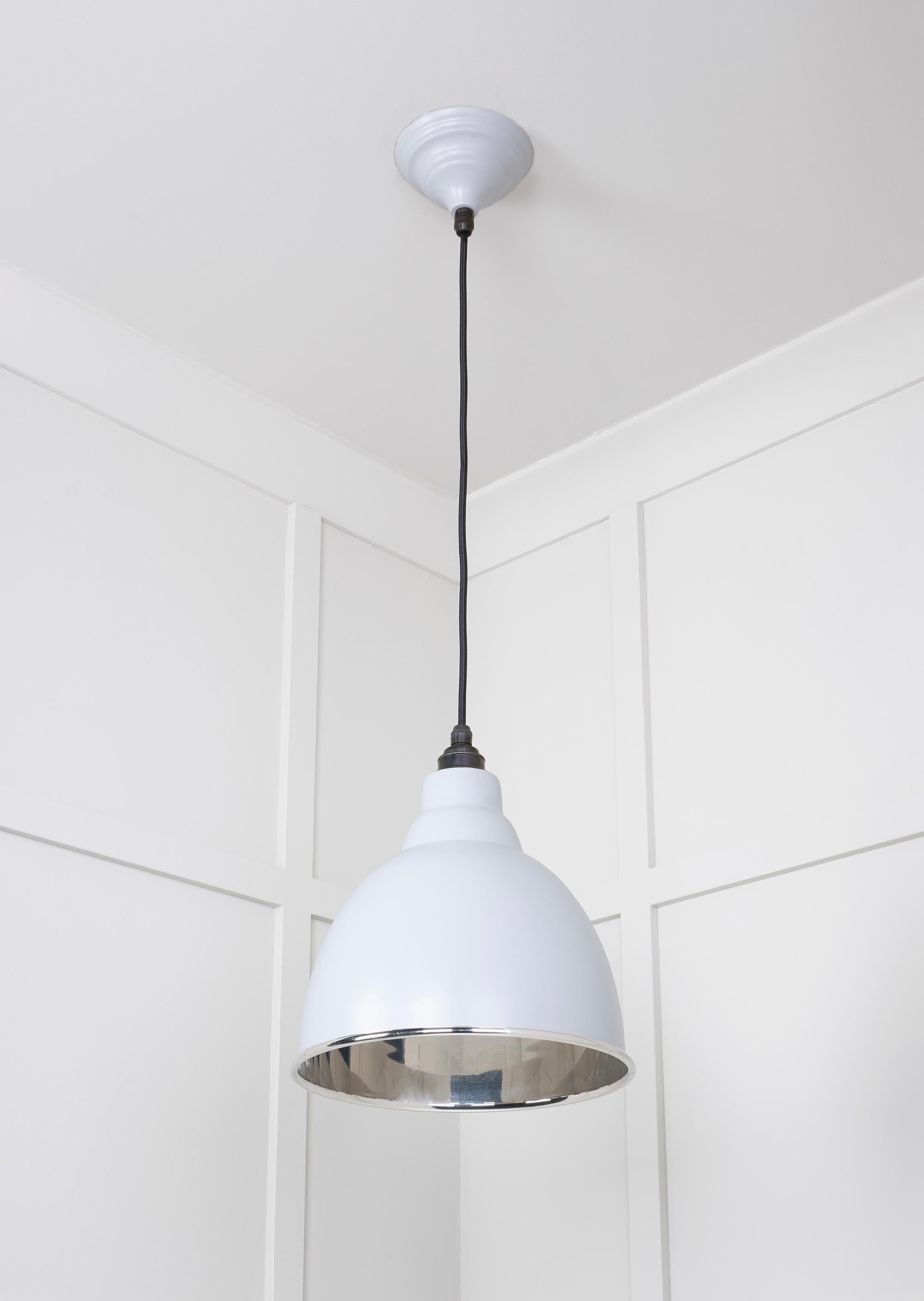 Smooth Nickel Brindley Pendant Light  Birch, Underside.
