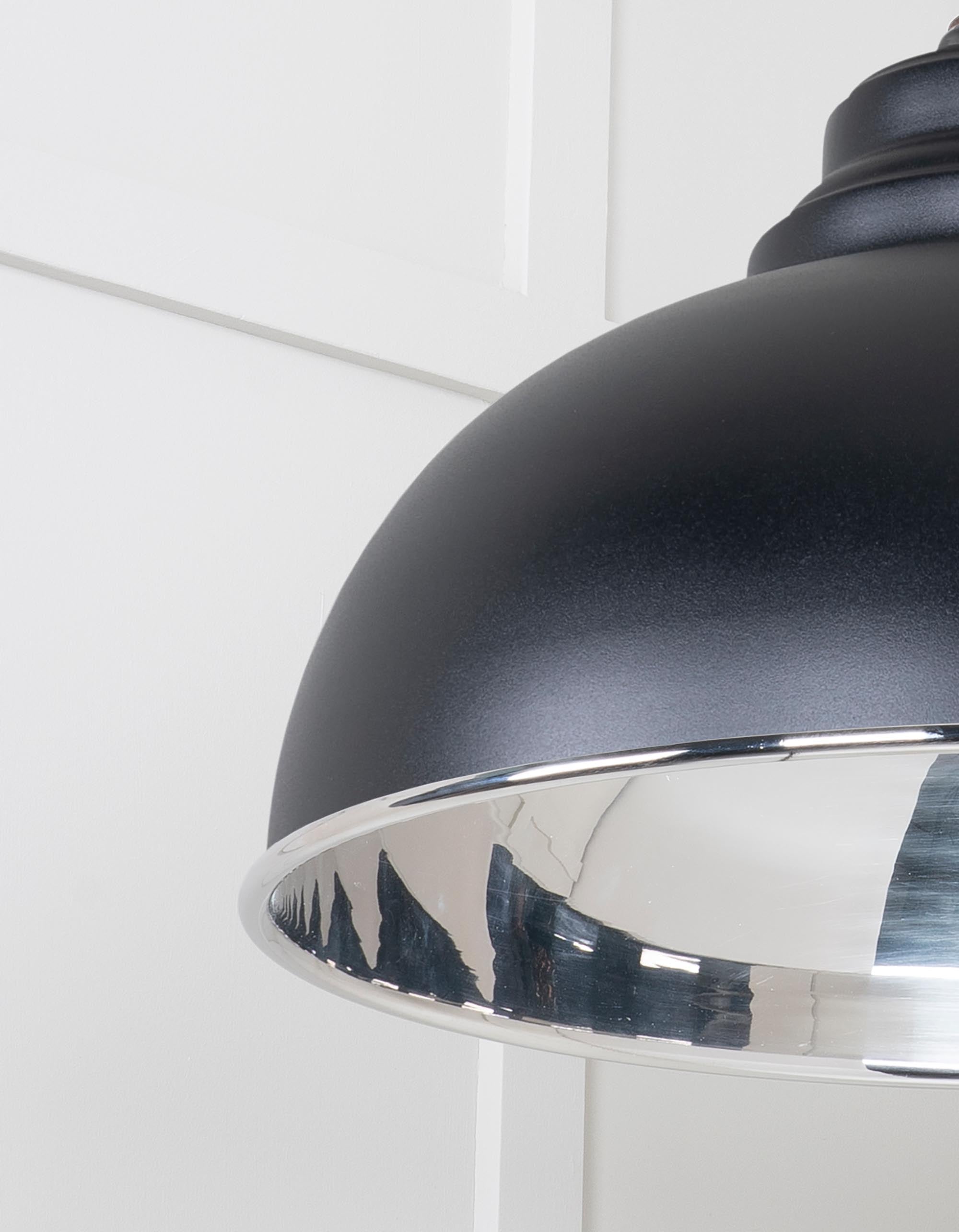 Smooth Nickel Harborne Pendant Light  Elan Black, Detailed close up view of pendant.
