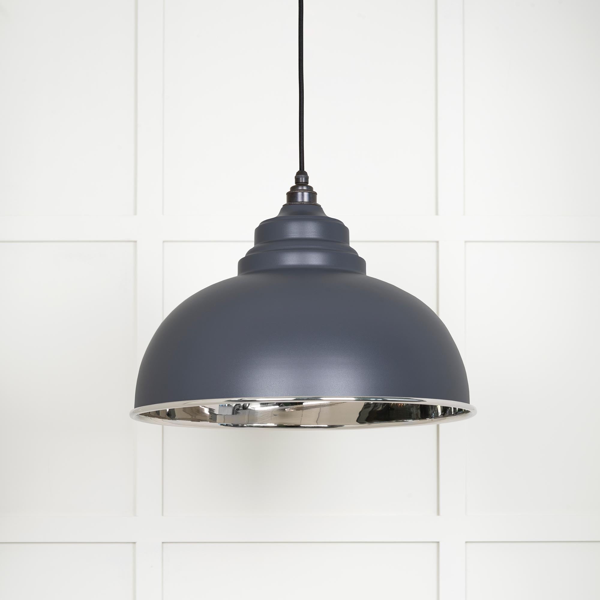 Smooth Nickel Harborne Pendant Light  Slate, Front Side.