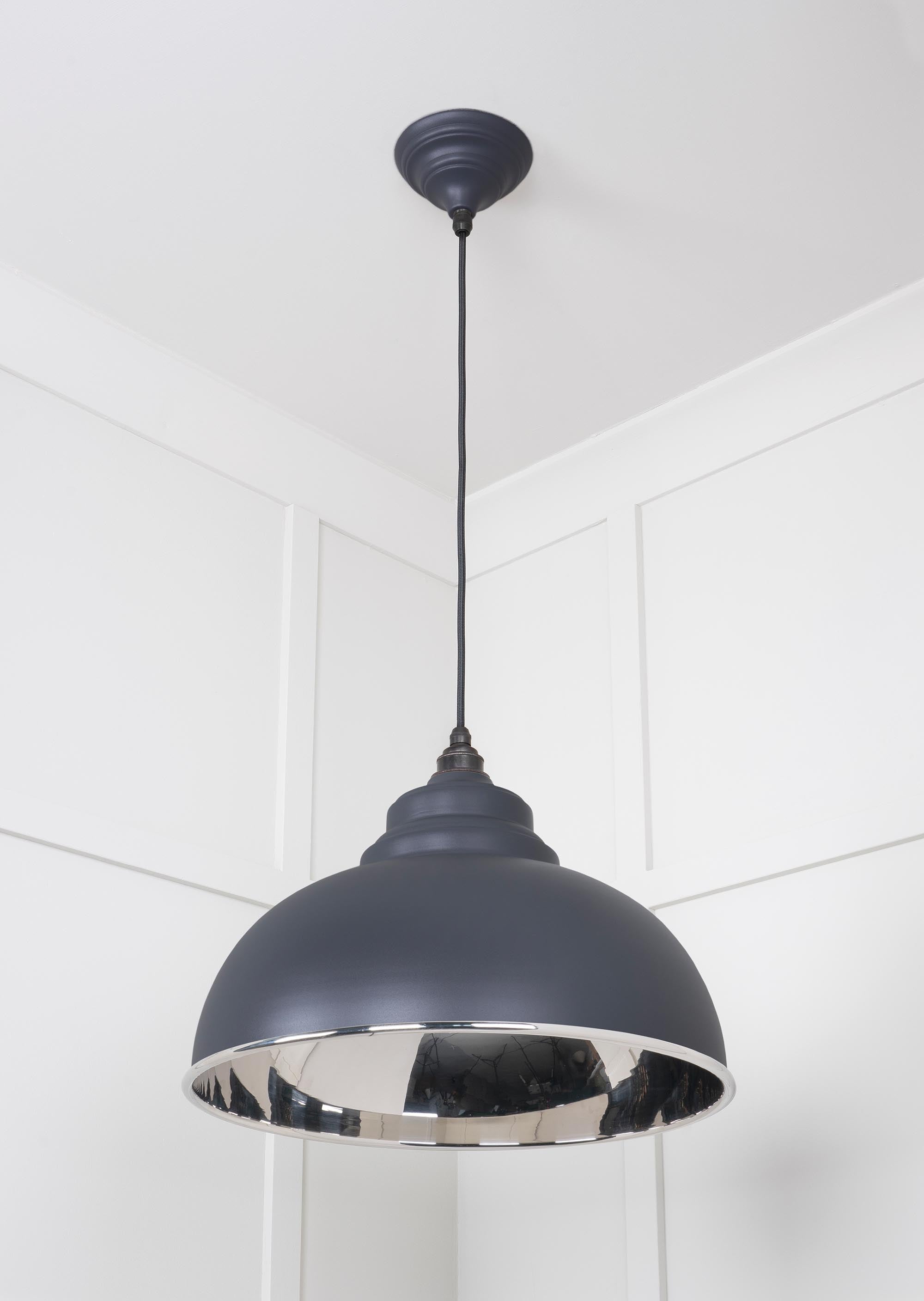 Smooth Nickel Harborne Pendant Light  Slate, Underside.